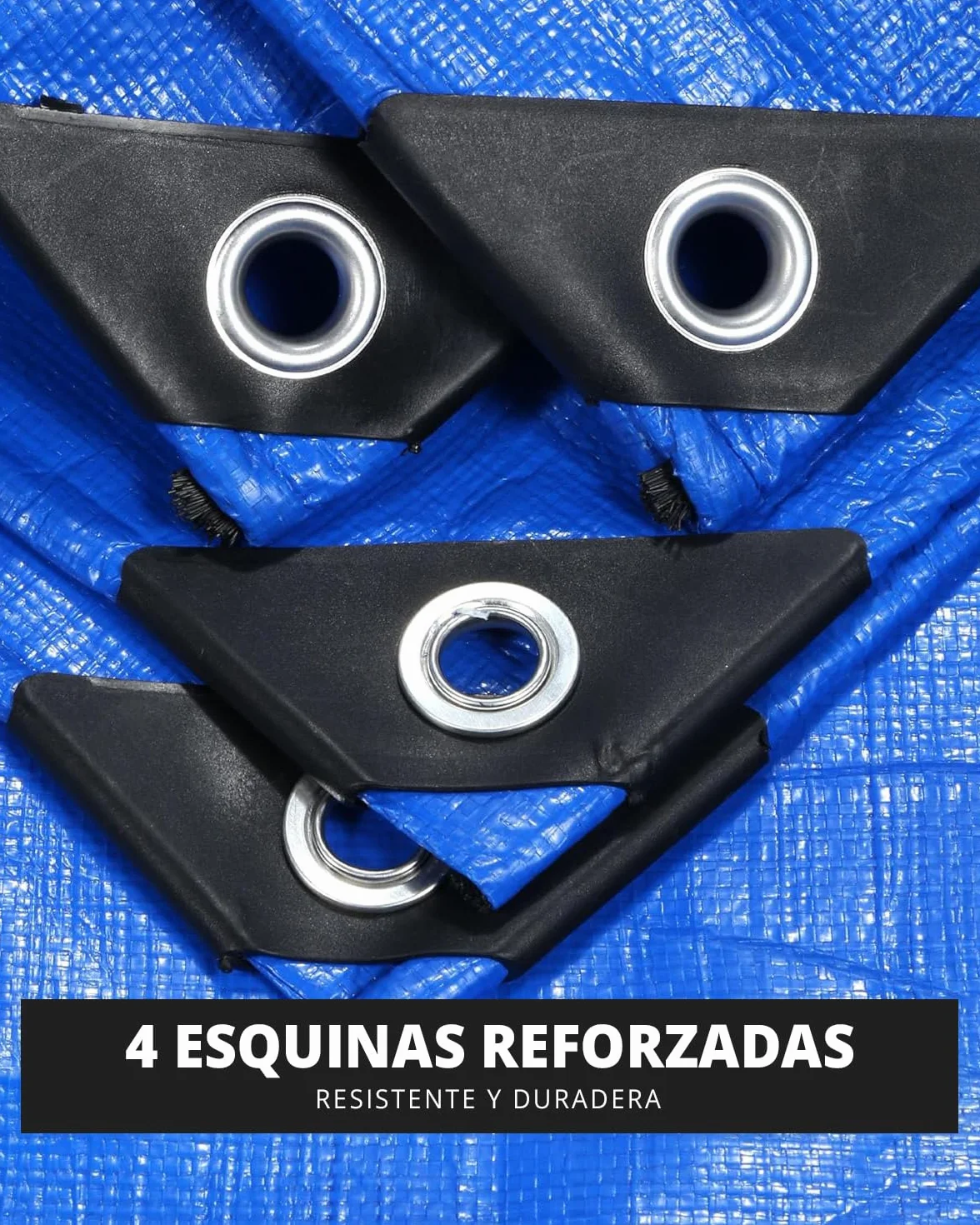 Lona Impermeable para Exterior, Multiusos, 5 x 5 m (Varios Tamaños), Esquinas Reforzadas, Ojales de Aluminio, Color Azul, TBS032
