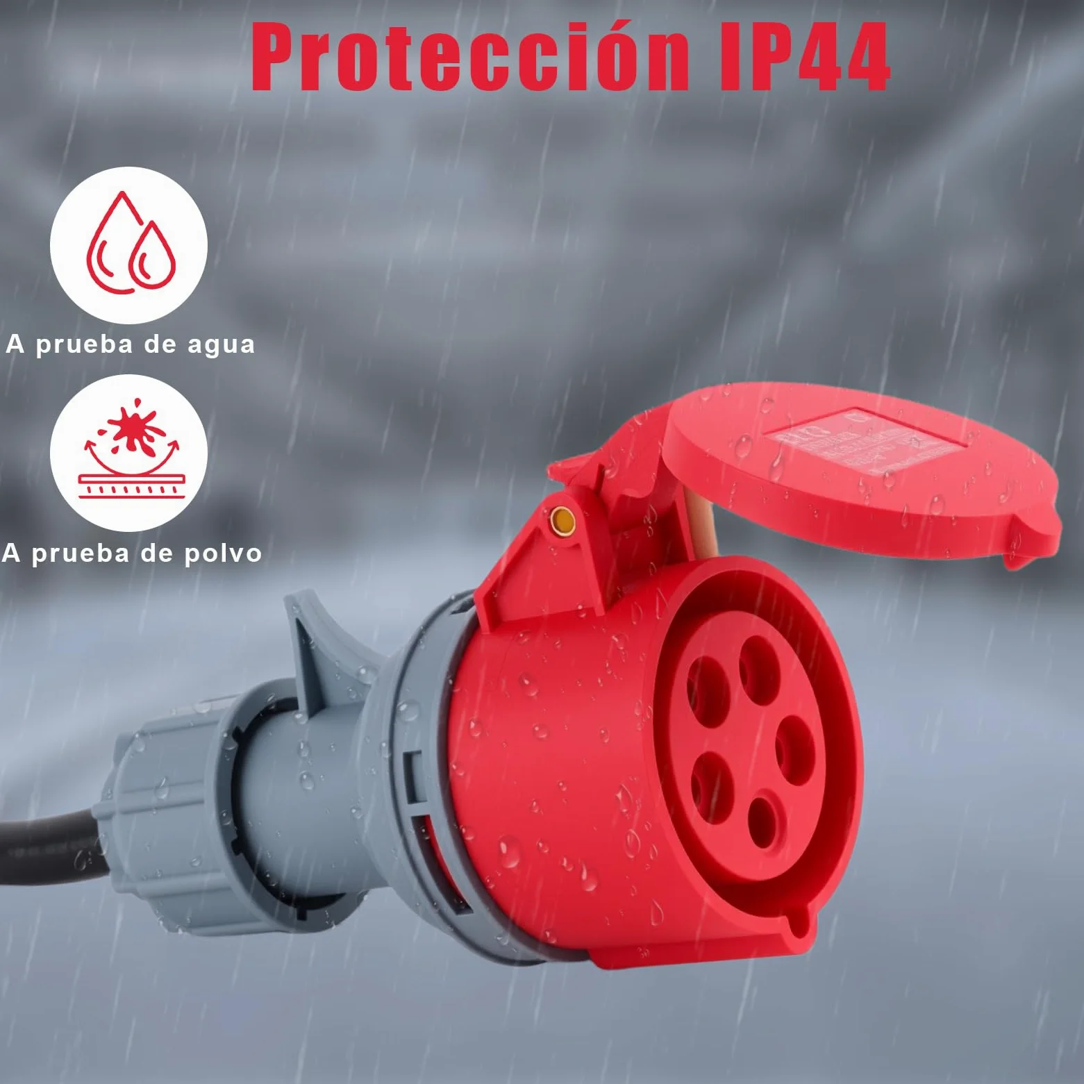 Adaptador de CEE Corriente Recta 32A en 16a, Cable de Corriente Fuerte 16a Inserto de Inserción, Material de Metal y Plástico, Duradero y Seguro, Impermeable IP44, Adecuado para