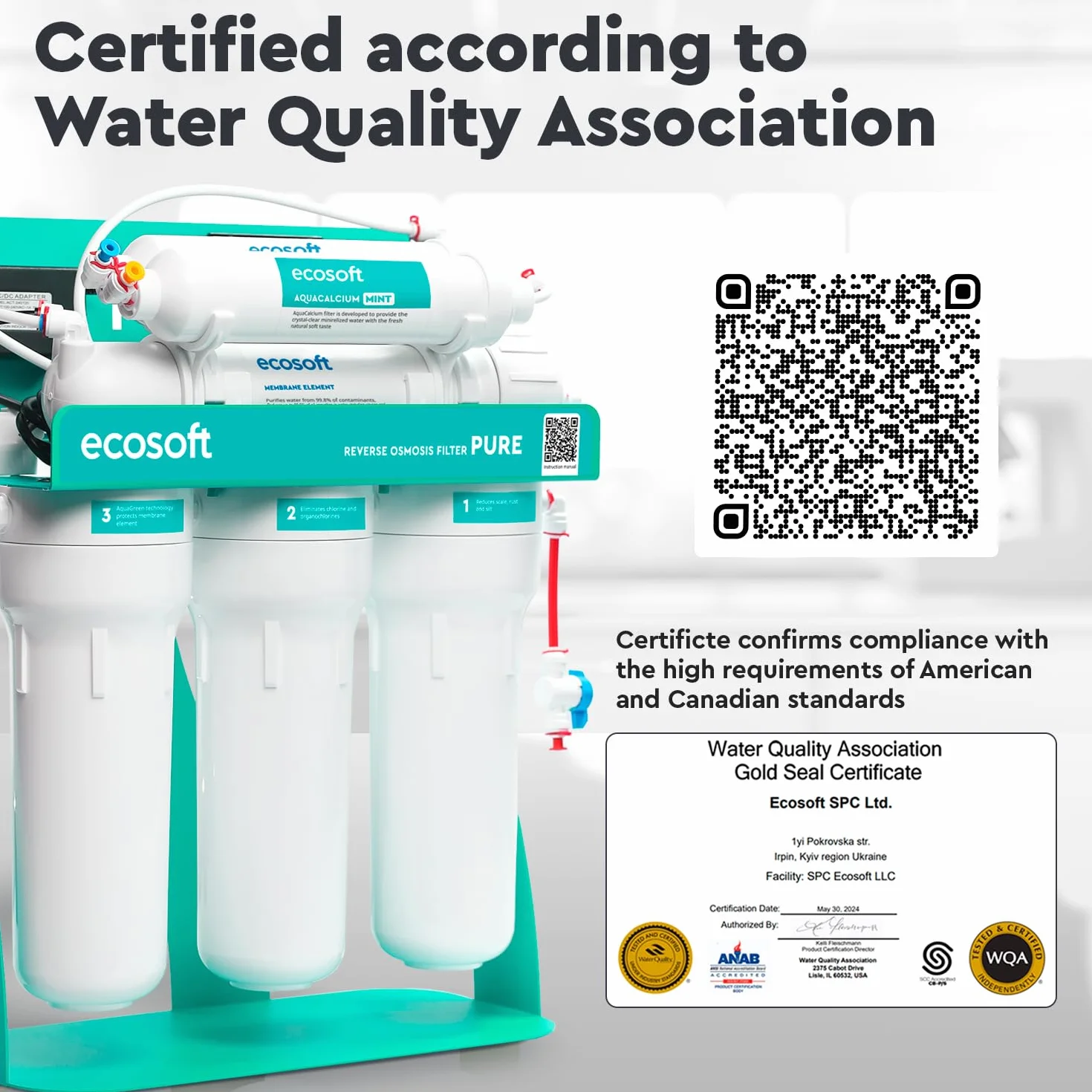 Ecosoft P'URE AquaCalcium Filtro Ósmosis Inversa con Bomba Montado Sobre Estructura Metálica para Hogar, Elimina 99.8% Contaminantes, Mineraliza Agua con Calcio