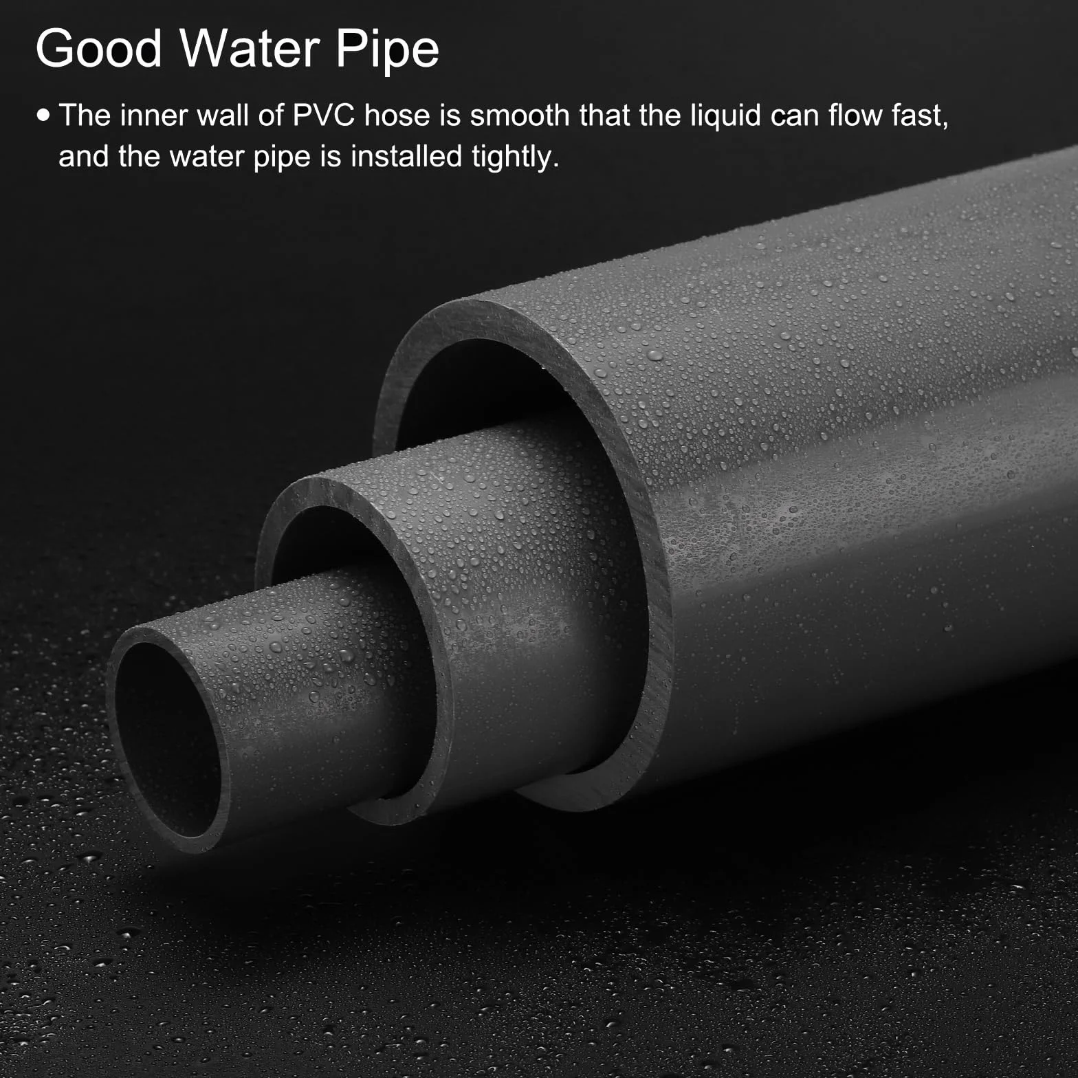 QUARKZMAN 30cm Tubo Rígido PVC 6x8mm ID*OD Alto Impacto Acuario Tubería Agua Piscina Riego Fontanería Gris Oscuro 2pcs