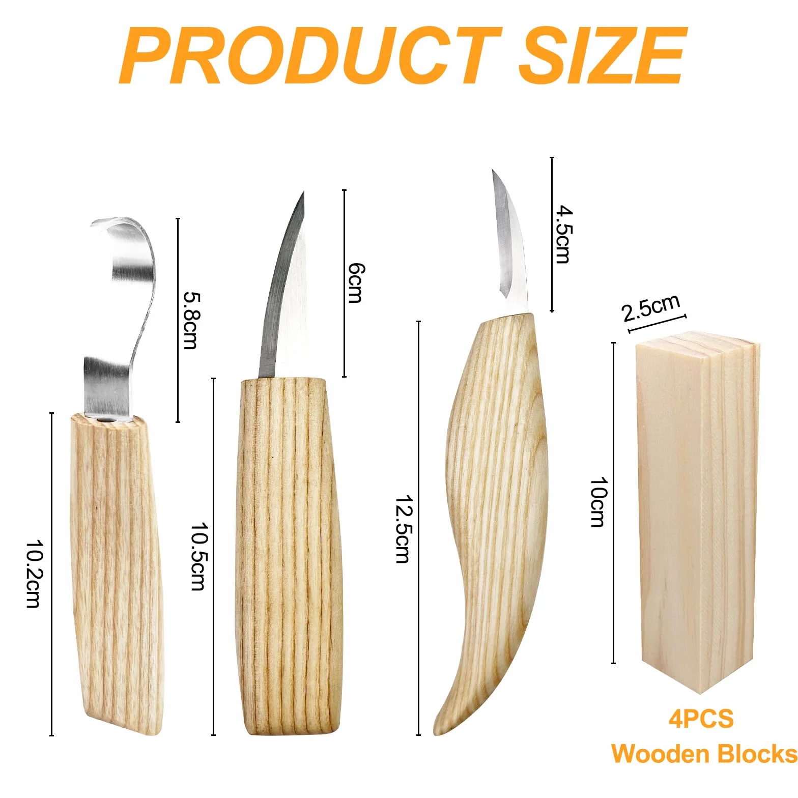 Traxenta Kit Cuchillos para Tallar Madera, 25 PCS Herramientas para Tallar Madera, Juego de Gubias para Tallar Madera, Wood Carving Tools para Principiante, Adultos, Niños, 11 Cuchillo de Talla