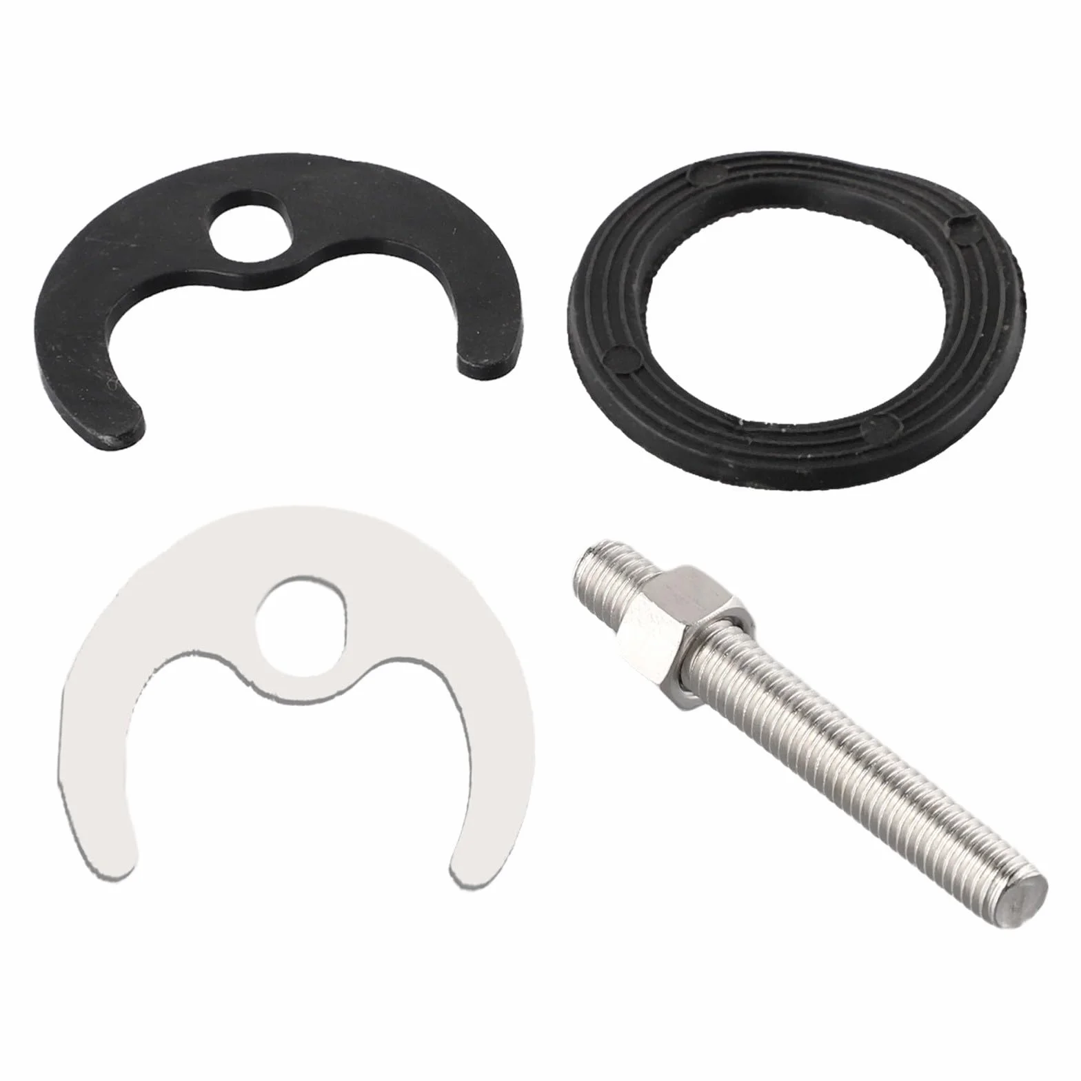 Niceminiwall Kit de reparación de grifo de fregadero de cocina, juego de montaje monobloque de 4 piezas con perno de 60 mm, junta de acero, arandela de goma para grifo de lavabo, piezas de reparación