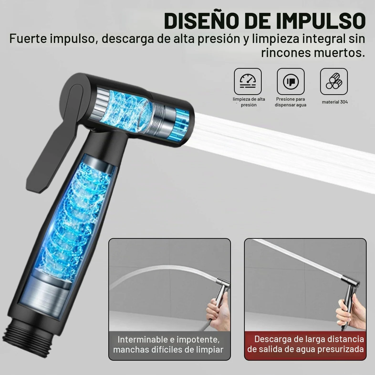 DEANKEJI 1,5 Metros Acero Inoxidable Grifo para WC-Conjunto, Negro Duchas Higienicas para WC con Manguera, Pulverizador de Bidé, Ducha Inodoro, para Baño, Cocina, Hotel
