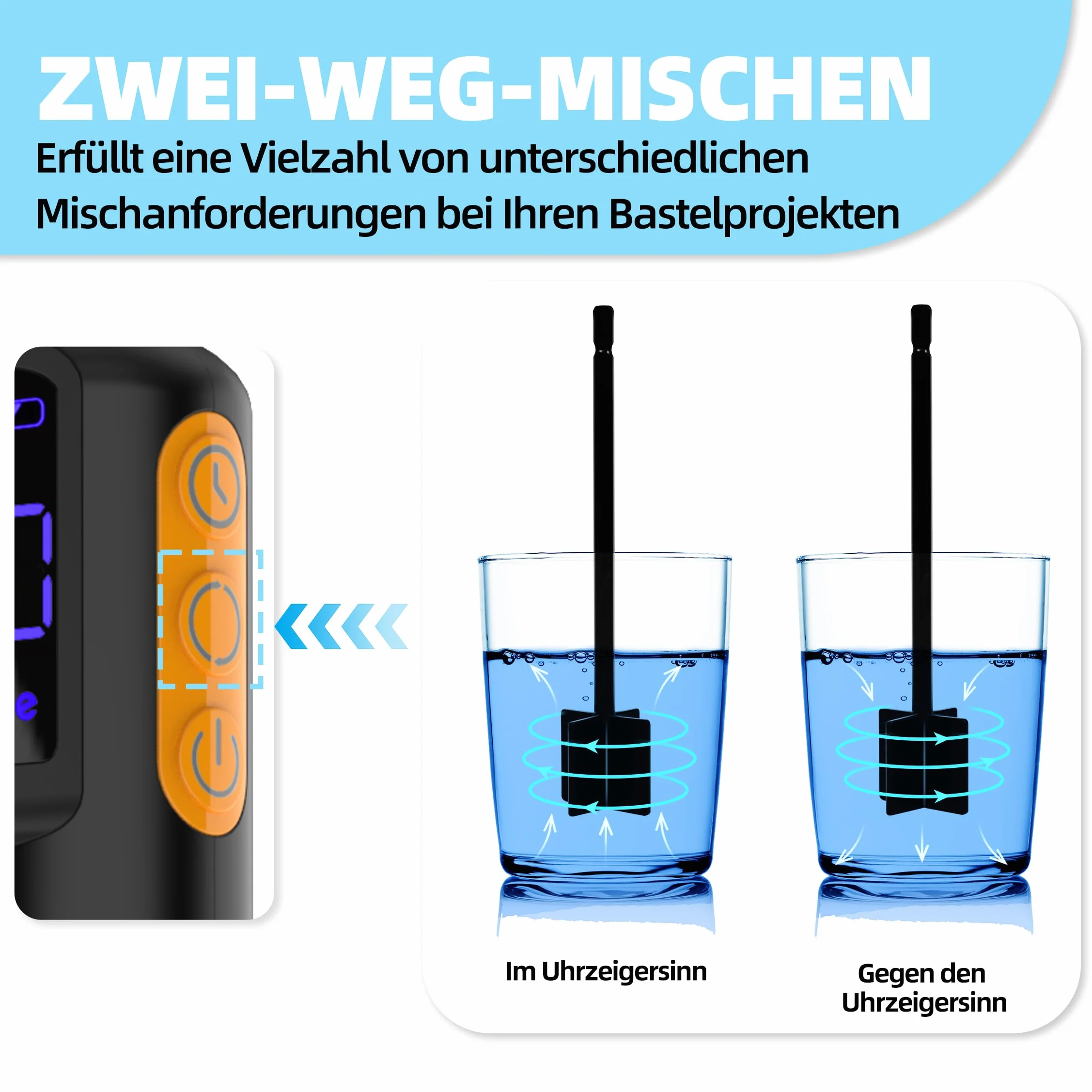Mlife Mezclador de Resina Mejorado, Agitador Eléctrico de Resina Epoxi, Mezclador de Pintura y Mezclador Temporizado de Resina Epoxi para Resina Epoxi, Mezclado de Silicona, Moldes de Resina(Negro)
