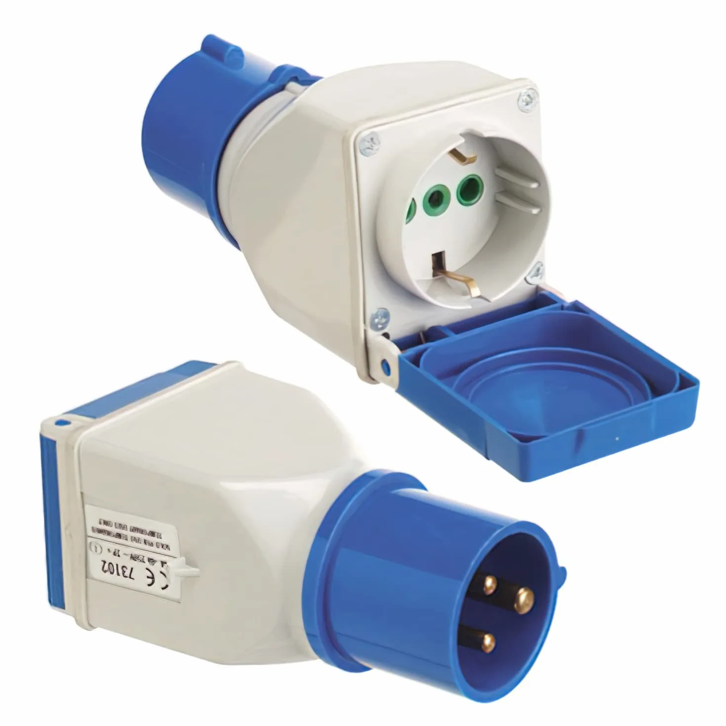 WOLFPACK LINEA PROFESIONAL Adaptador Industrial Cetac Schuko Simple 2p Con Tapa