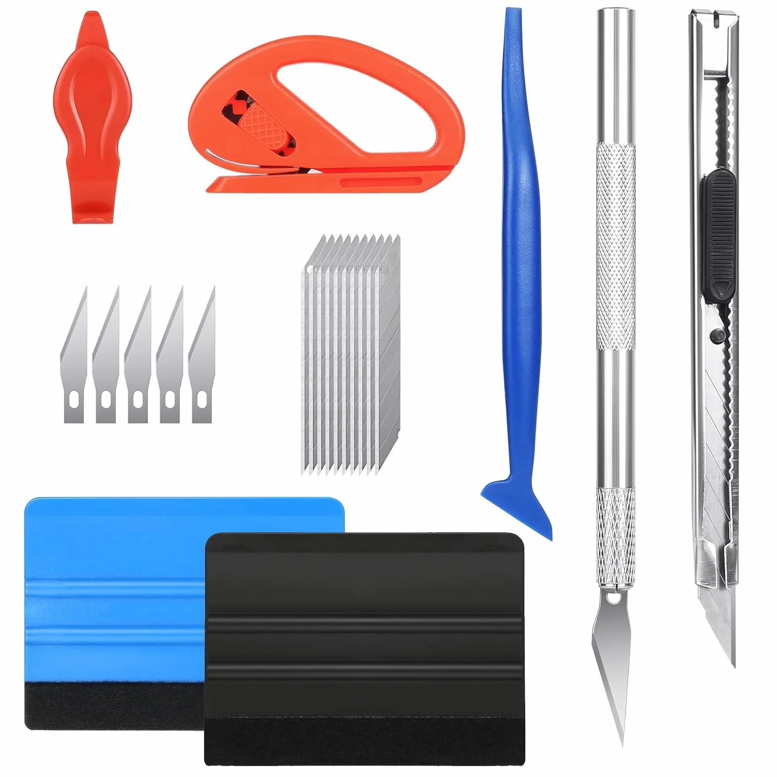 22 Piezas Espatula Vinilo Kit, Incluye Raspadores, Cuchillos de precisión, raspar el tablero, Herramienta de Corte de Bordes para Muebles y Coche, Ventanas