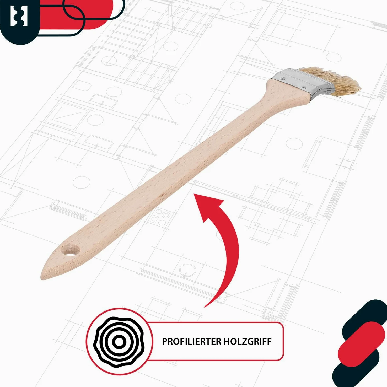 KOTARBAU® Juego de 10 brochas Planas para radiador con Mango de Madera, 36 mm, Pincel en Forma Curva, acodada, Mango Plano y Alargado para Superficies de difícil Acceso, Brocha para radiadores, 10u