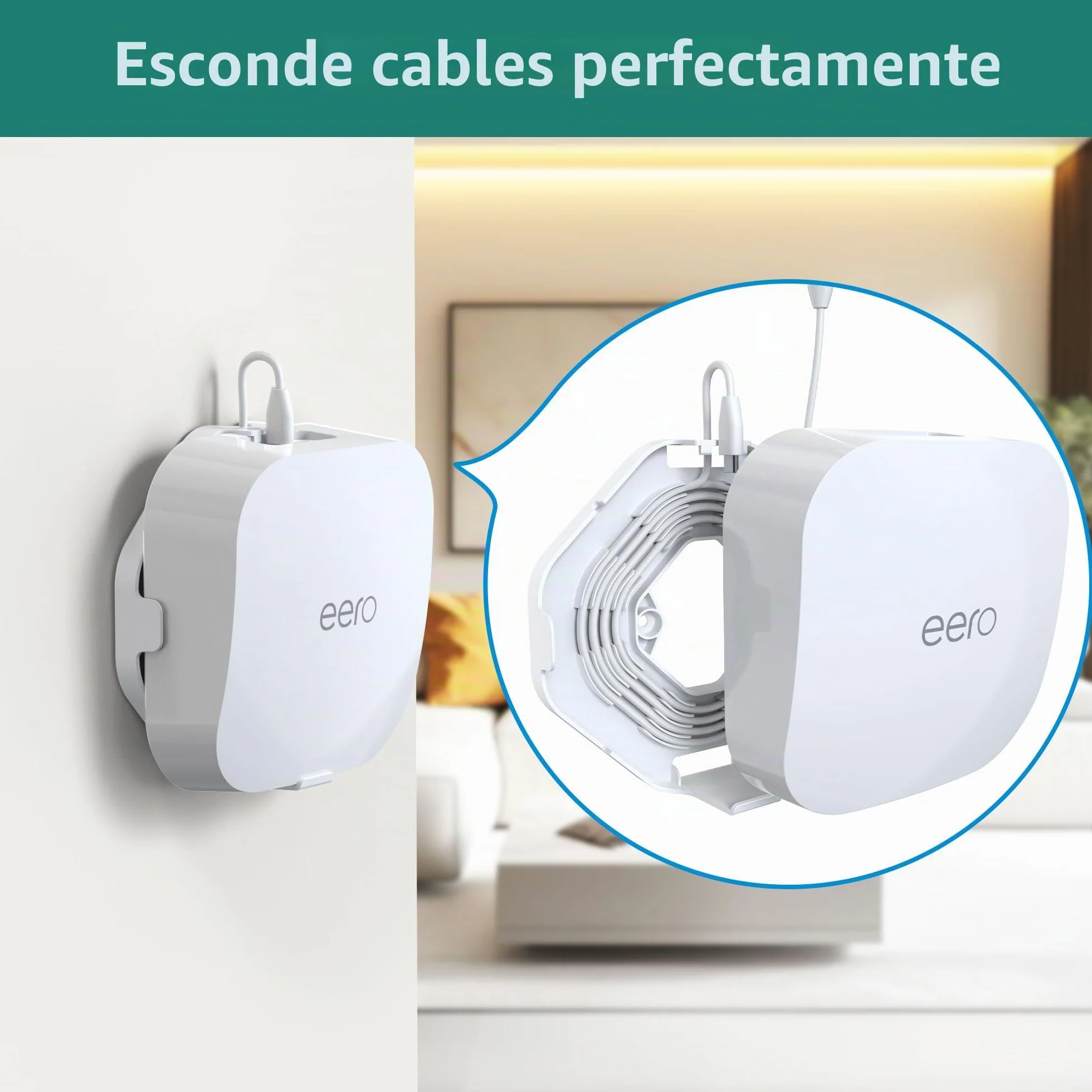 HomeMount Soporte de Pared Profesional para eero Pro 6/Pro 6e, Soporte de Pared eero atornillado Seguro con Aumento de señal de 360°, gestión de Cables Ocultos