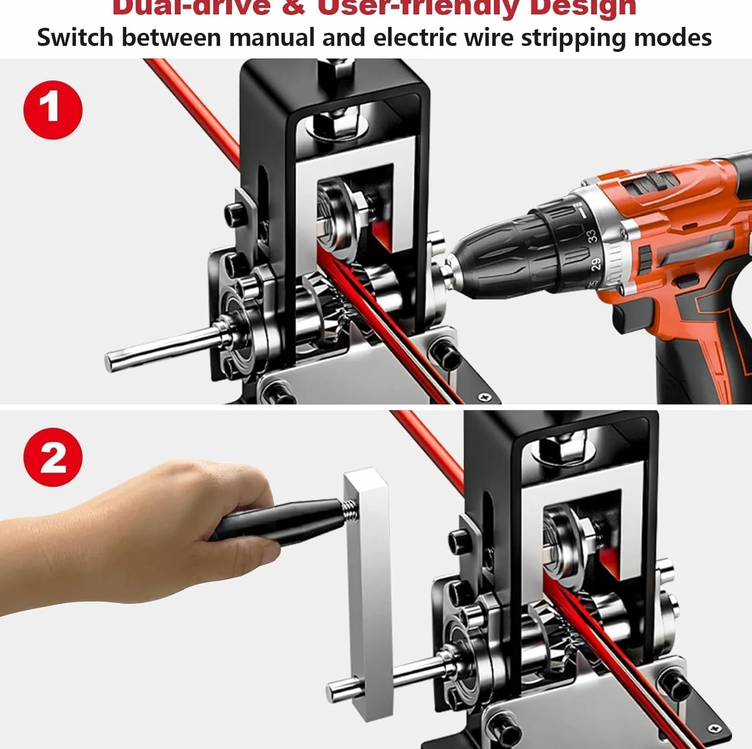 Cable Maquina de Pelar Profesional, Pela Cables de Electricidad, para Cable de 1-25 mm de Diámetro con Manivela, Pelador de Cables Electricos Para Reciclaje Chatarra Cobre Pelacables Manual Automático