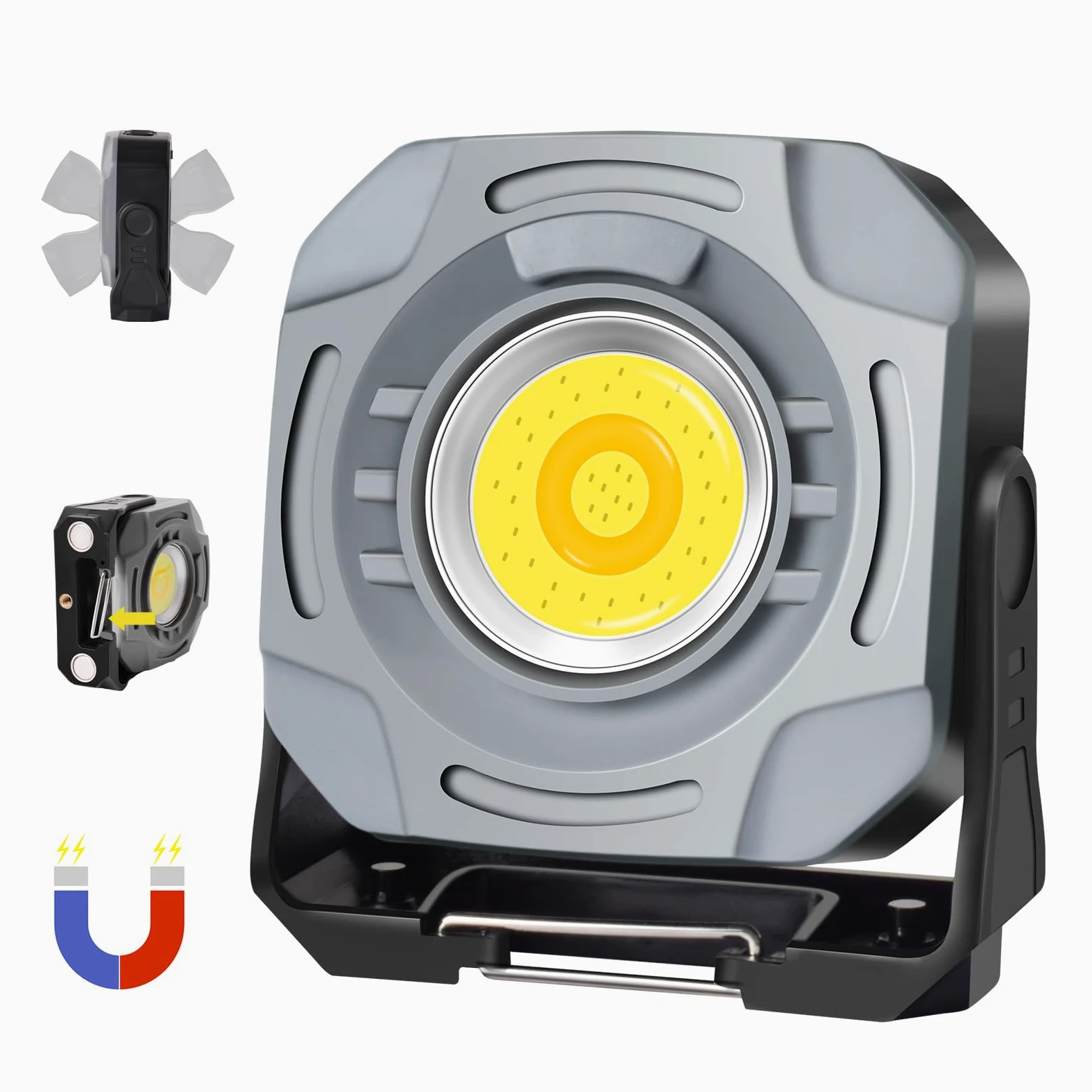 MASMEJOR Foco LED Recargable Potente 30W, Foco LED con Imanes & 7 Modos de Luz, 1500LM Luz de Trabajo 4000mAh, Ideal para Camping, Pesca, Taller, Emergencias