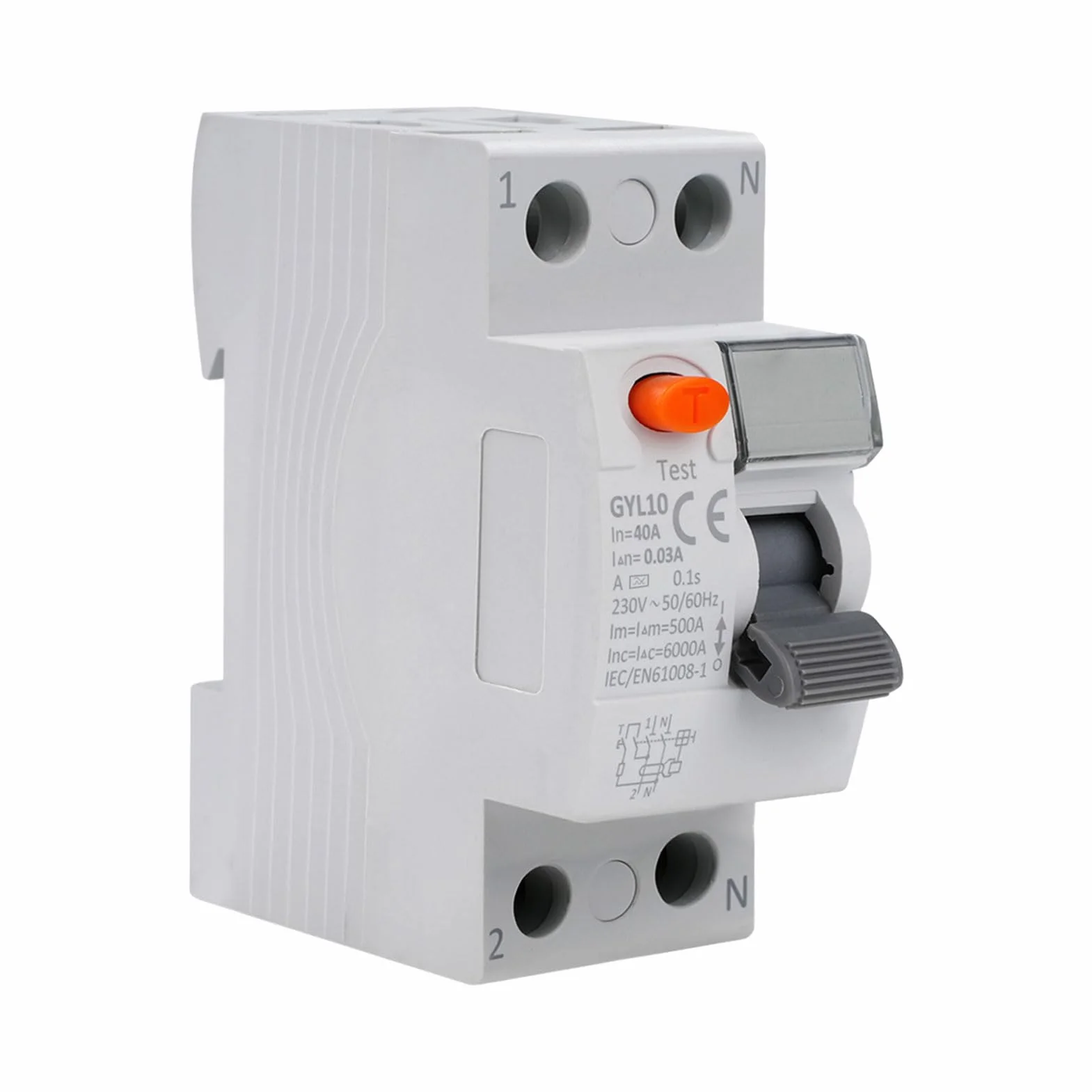 Disyuntor diferencial 40A 30mA tipo A interruptor diferencial RCCB 2P disyuntor magnetotermico AC230V interruptor de corriente residual protección de fugas GYL10