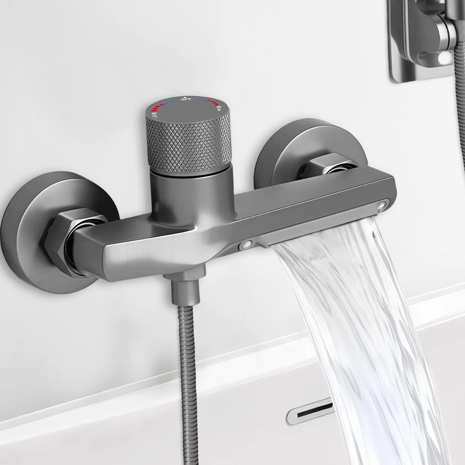 Grifos Ducha, Grifo Ducha Termostatico grifo mezclador para bañera, mezclador monomando para baño, Latón Puro de 2 Salidas, Grifo Monomando Ducha Baño de Pared Grifería de Bañera de Pared