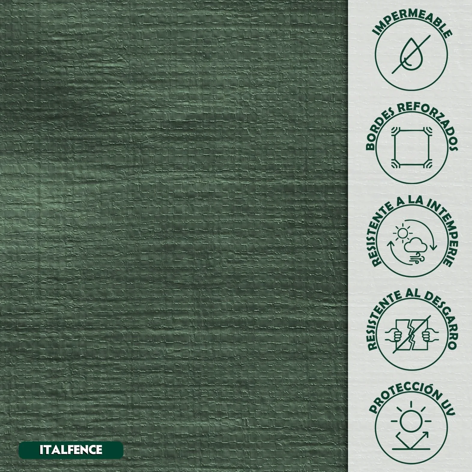 Lona Impermeable de PE 250 g/m² Verde, Reforzada con Ojales [2 x 3 m]