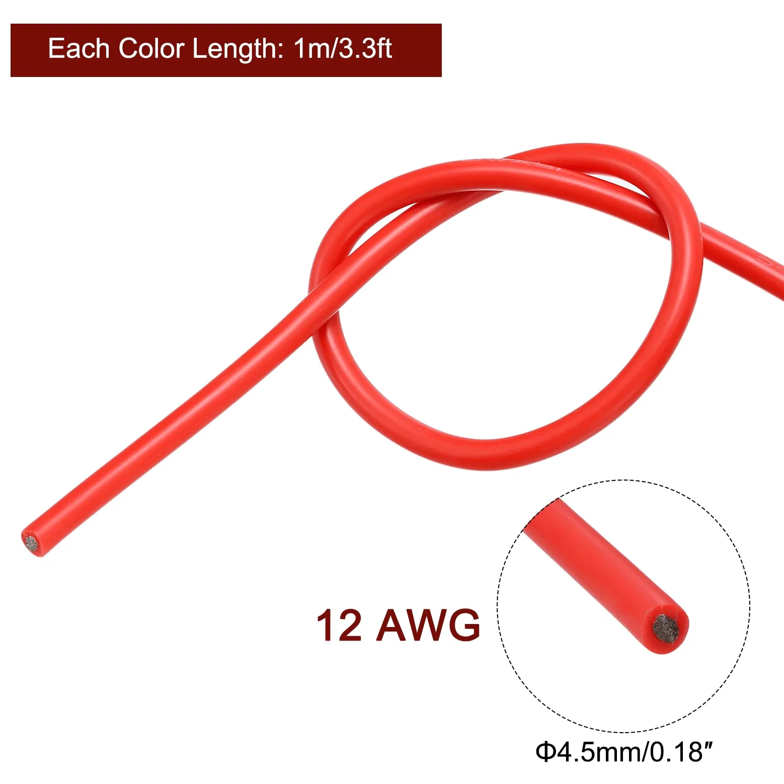 sourcing map Cable de Silicona Calibre 12, 6 Cables Eléctrico 12 AWG, Alambre Trenzado de Cobre Estañado Flexible, Cable Conexión Alta Temperatura, 6 Color 1 m para Modelo de Auto