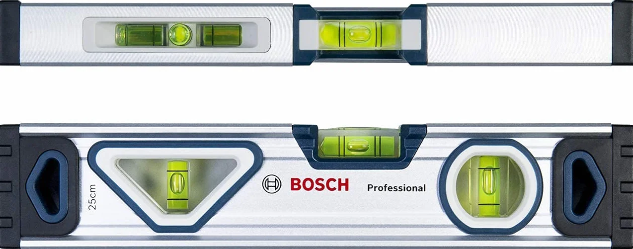 Bosch Professional nivel de burbuja magnético de 25 cm (lectura desde cualquier ángulo, carcasa de aluminio, topes resistentes) - Set exclusivo de Amazon