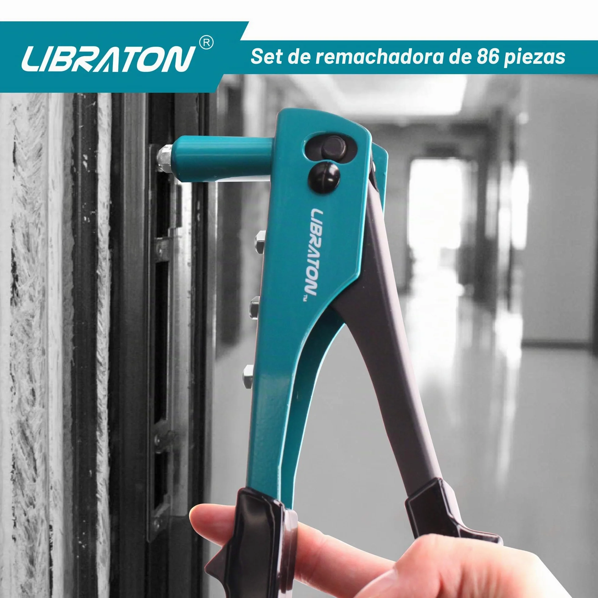 Remachadora Manual 80 Piezas, Pistola de Remaches con 4 Tamaños HSS Brocas, Herramienta Profesional