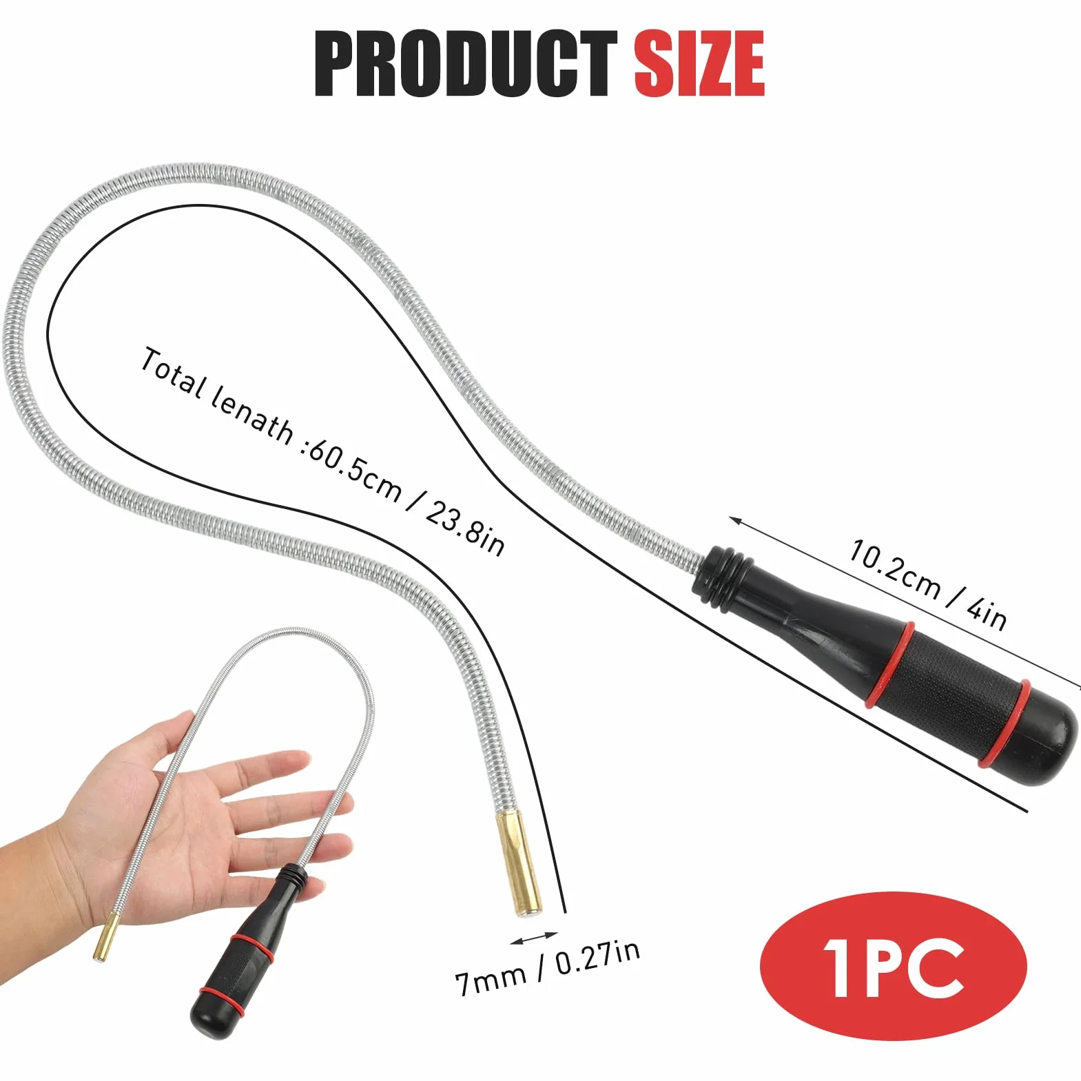 60CM Herramienta Magnética Telescópica con Imán Potente, Recogedor Magnetico Flexible, Iman Flexible Portátil, Herramientas de Recogida iman flexible, para Recoger Objetos Metálicos Pequeños