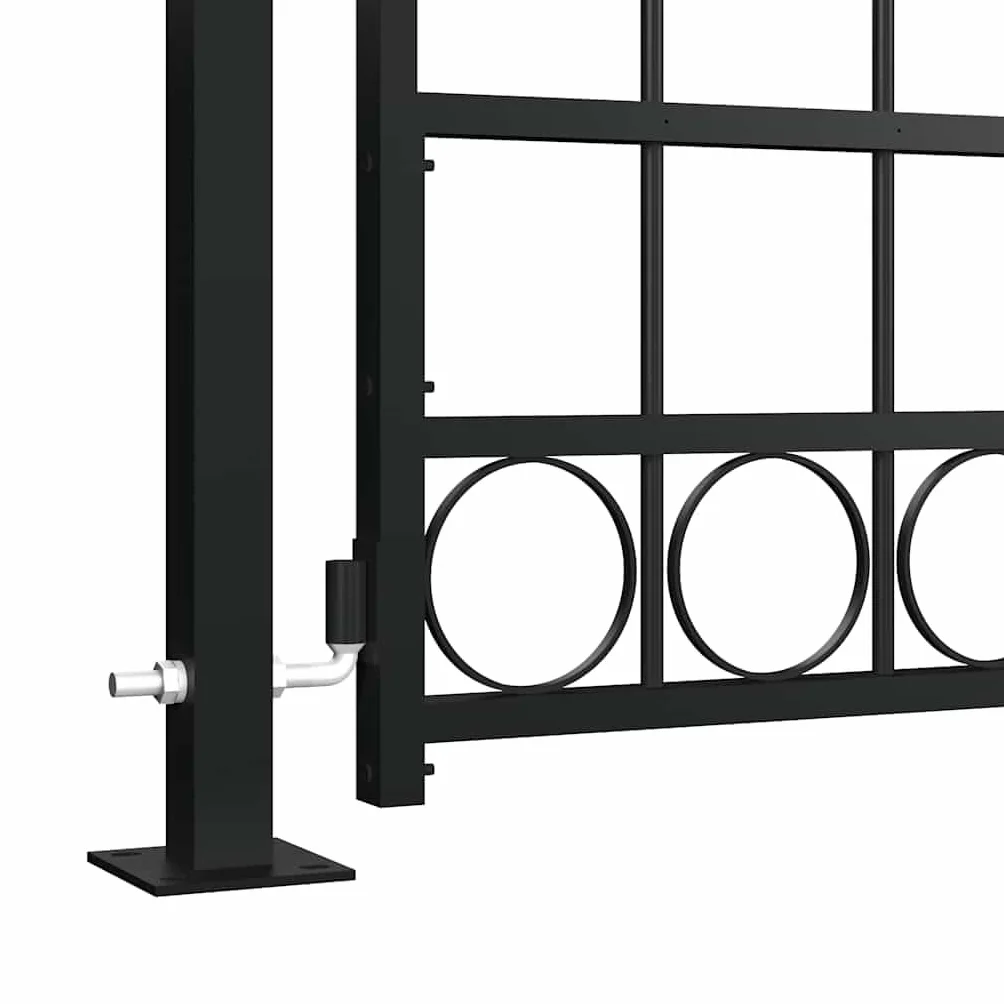 vidaXL Cancela de Valla Assen Sencilla Individual Puerta de Jardín Entrada Exterior con Forma de Arco con Dos Postes de Acero Negro 105x170 cm