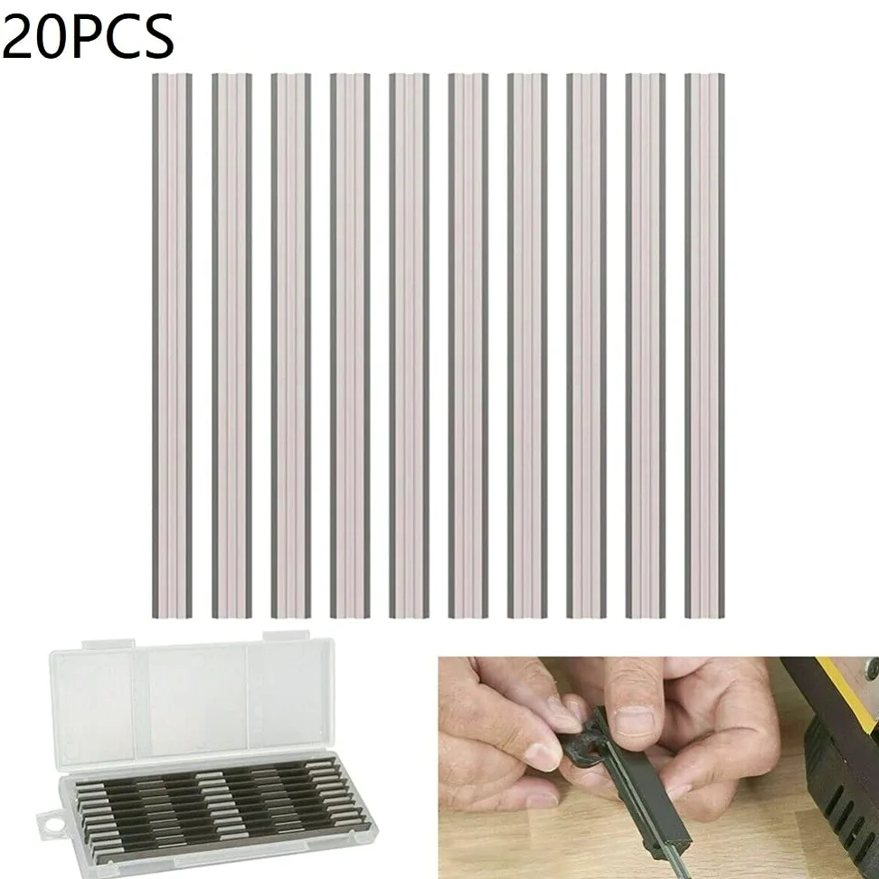 20 piezas 82 mm cuchillas cepilladoras eléctricas HSS cuchillos cepilladores de madera reversibles Piezas de maquinaria de carpintería para Bosch para Makita., Como se muestra