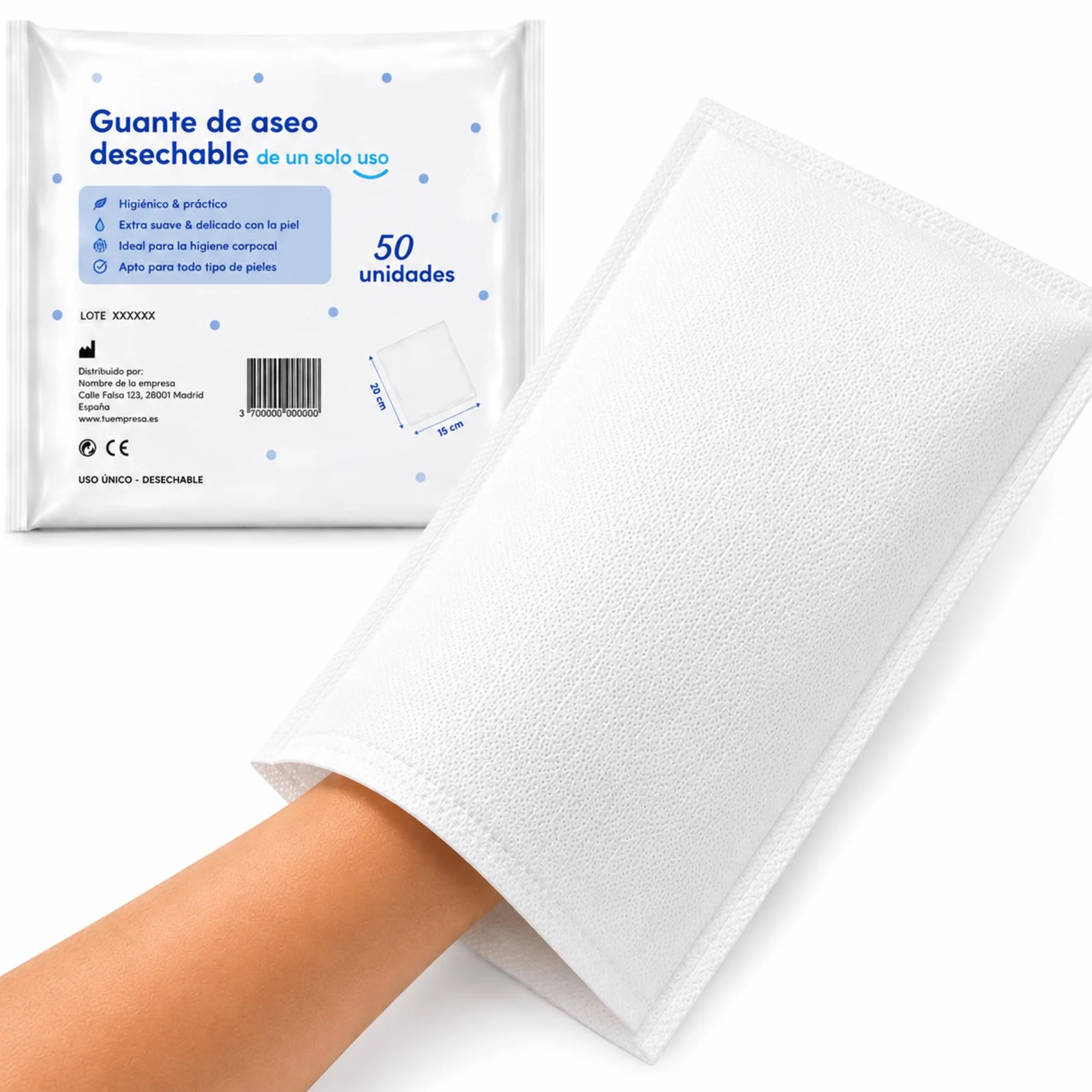 300 Guantes de Baño Desechables Ultra Suaves - No Tejidos Acolchados - Cuidado Médico e Higiene - Blanco - Le Pro del Médico