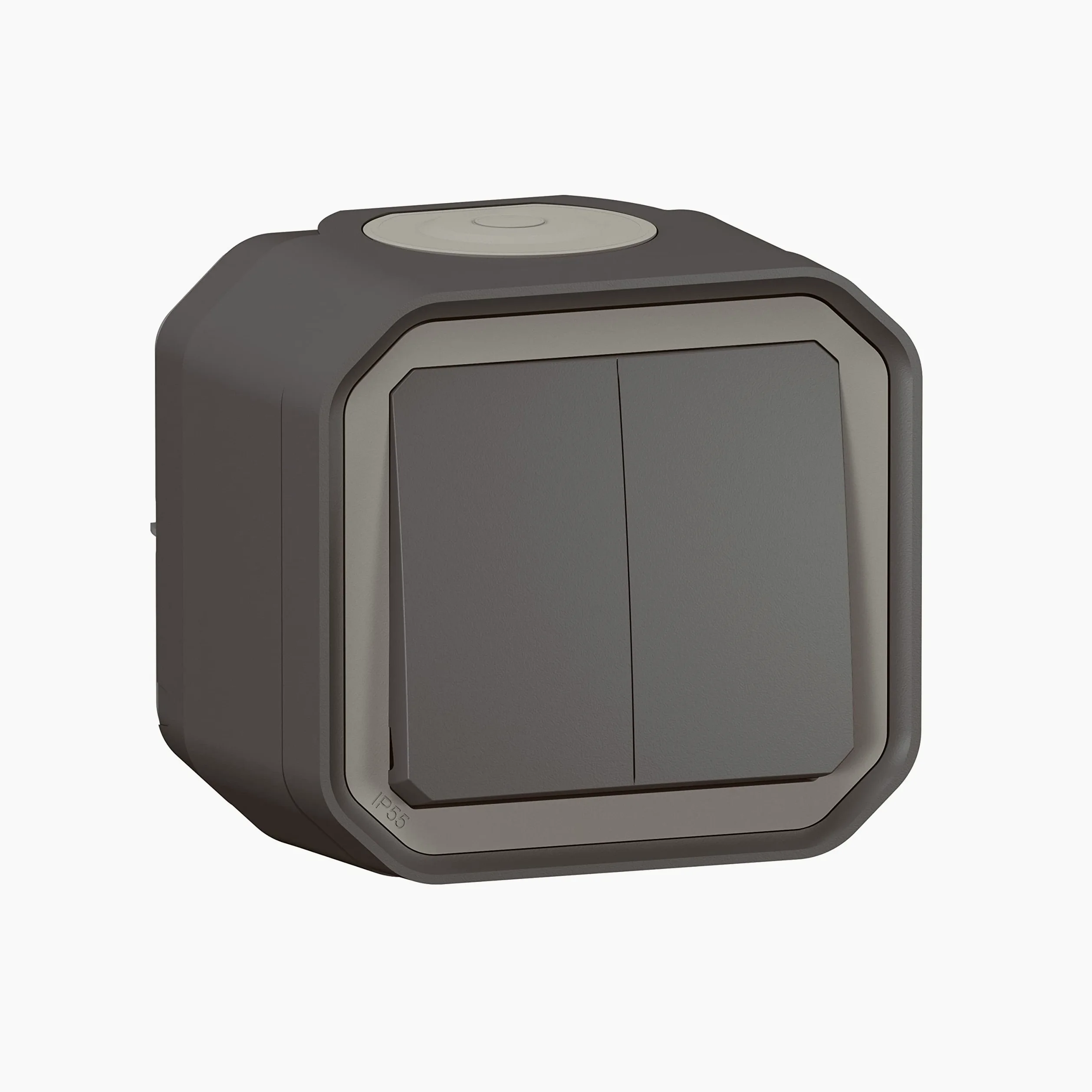 LeGRAND | Plexo Doble Interruptor o Va-Fuera O Pulsador, Impermeable IP55, Acabado Antracita, Instalación Sobresaliente