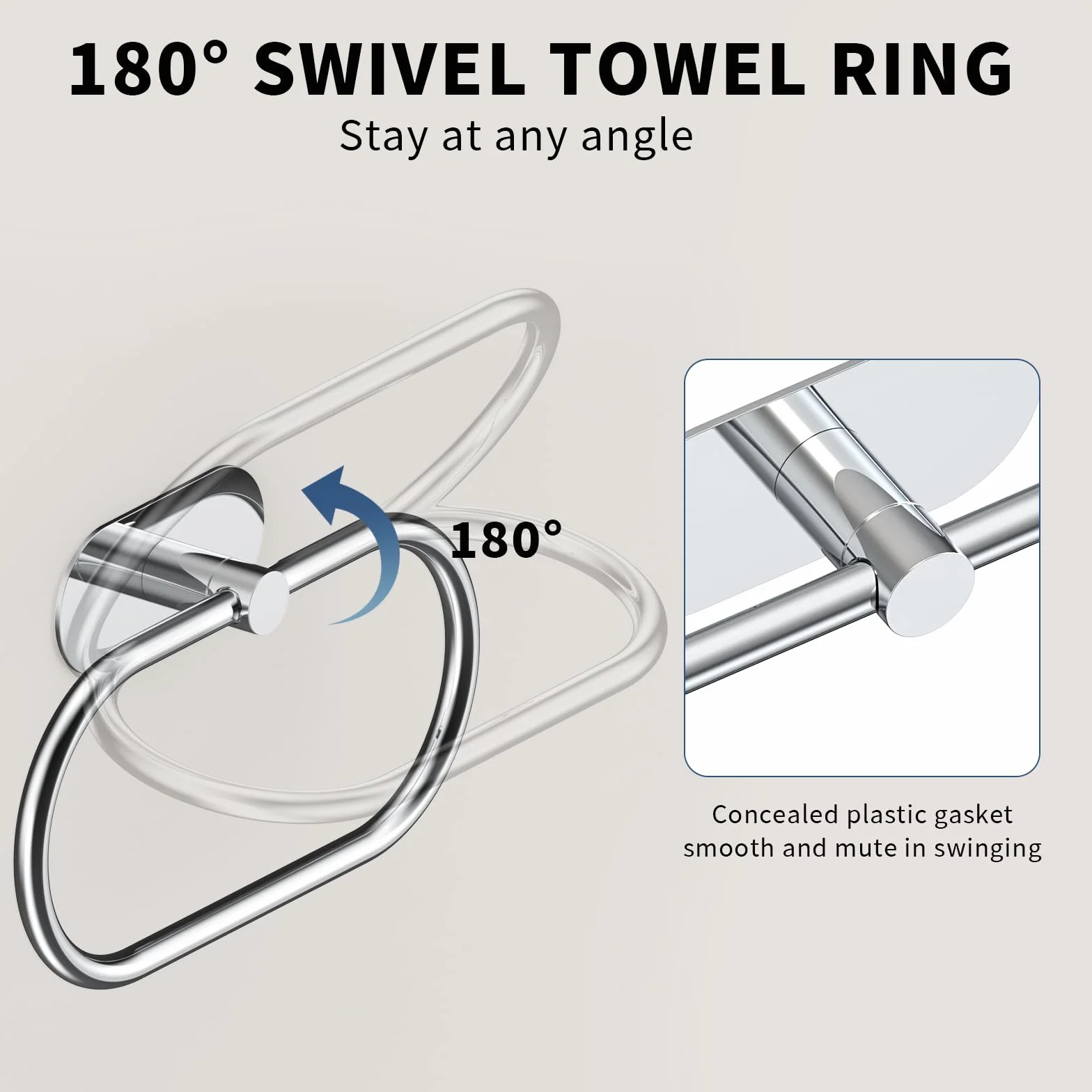 Toallero de acero inoxidable autoadhesivo para baño y cocina, colgador de toallas resistente (cromo)