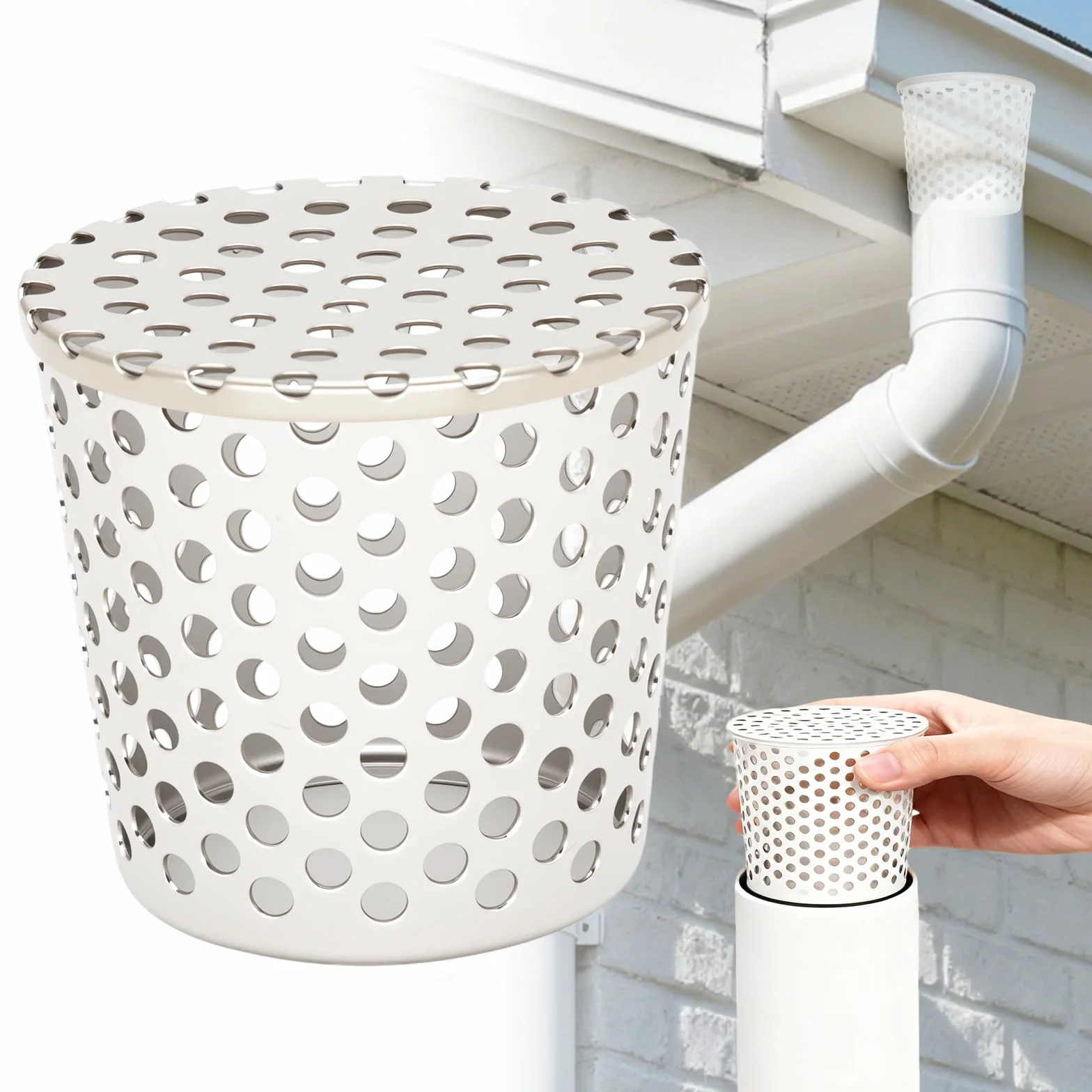 Rejilla Desague Ducha Jardin Acero Inoxidable 60-75mm, Tapa Desague Terraza, Canalones PVC Lluvia Tejado, Sumidero Protector