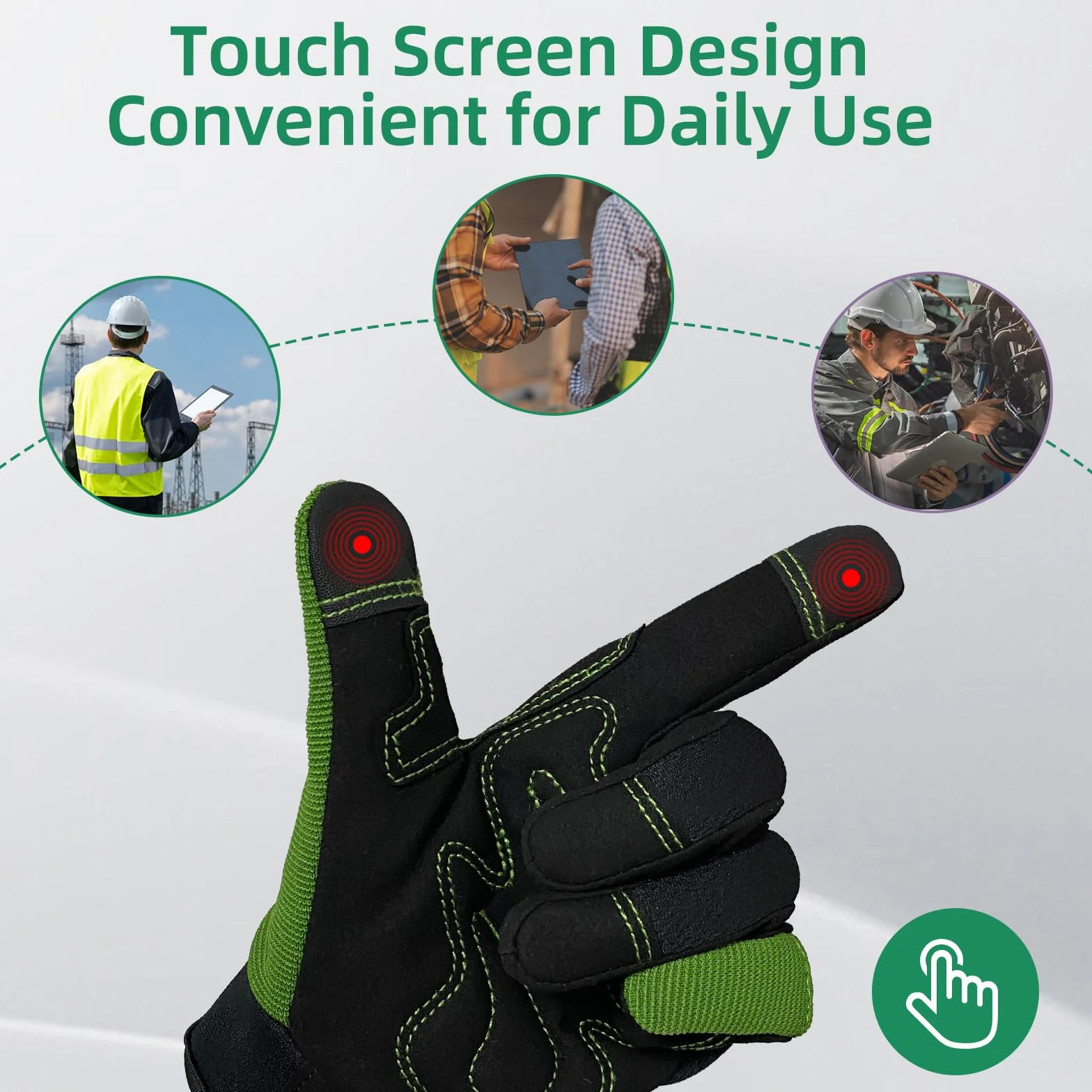 Guantes de Jardinería para Mujeres y Hombres, Guantes de Jardín con Pantalla Táctil, Guantes de Trabajo Resistentes a Espinas y Perforaciones, Regalos de Jardinería para Mujeres (verde, L)
