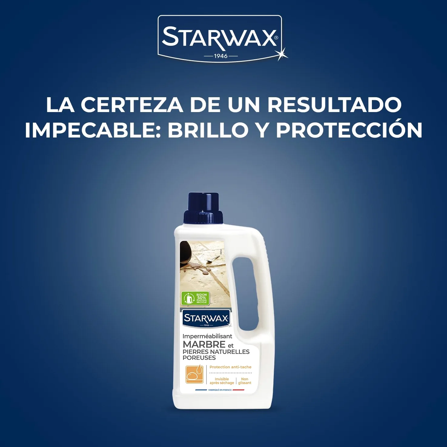 STARWAX-Impermeabilización mármol y piedra natural porosa - Protege e impermeabiliza - Eficaz contra las manchas de agua, grasa y vinagre - Fabricado en Francia - 1 l - 20 m²