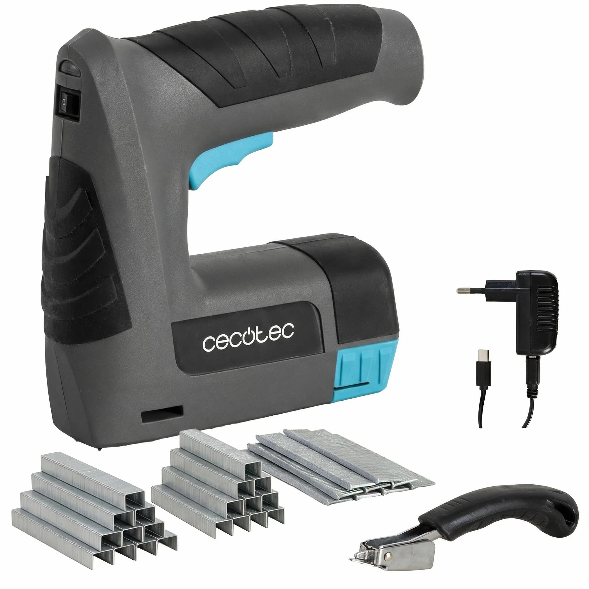 Cecotec Grapadora con Batería FastTacker 4000 4V 1500mAh, 2in1 Compatible con Grapas y Clavos, Incluye Quitagrapas y 9000 Grapas y Clavos, Clava hasta 10mm de Profundidad
