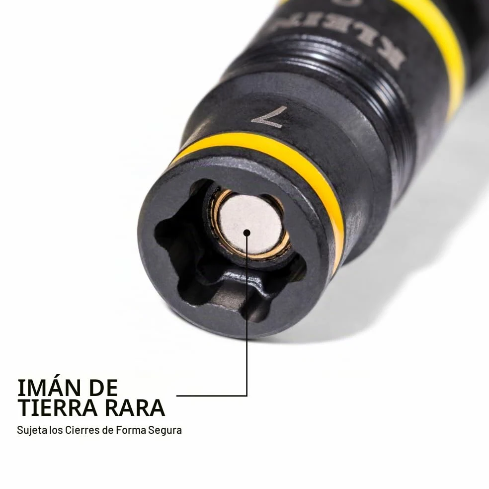 Klein Tools 32933M | Juego de vasos impact 6 en 1 métricos | Medidas 7 8 10 12 13 14 mm | Herramienta profesional para atornilladores de impacto