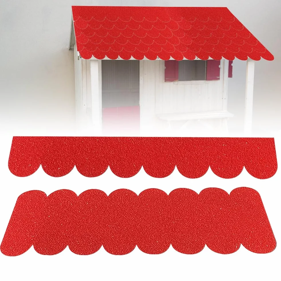 CEWROM Techo de fieltro autoadhesivo para pajarera, resistente al agua, mini tejas, 32 unidades, para pajarera, nido, conejo, hotel de insectos, caseta para perros, buzón, techos (rojo)