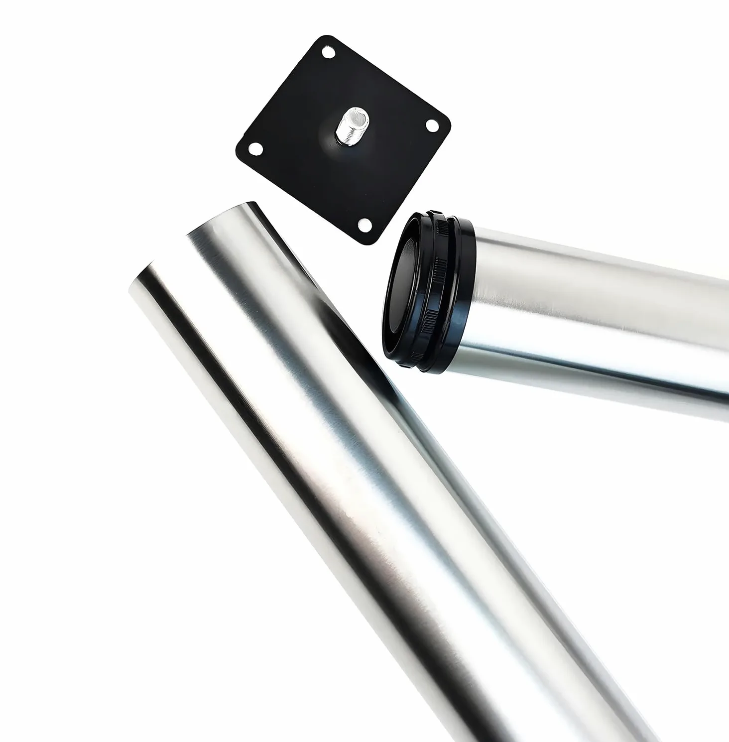 Qrity 4 Piezas Patas para Muebles Altura Regulables, Total: 500-520mm Armario de Cocina Pies Redondo, Metal Cromado, para Sofas, Mesa, Cama