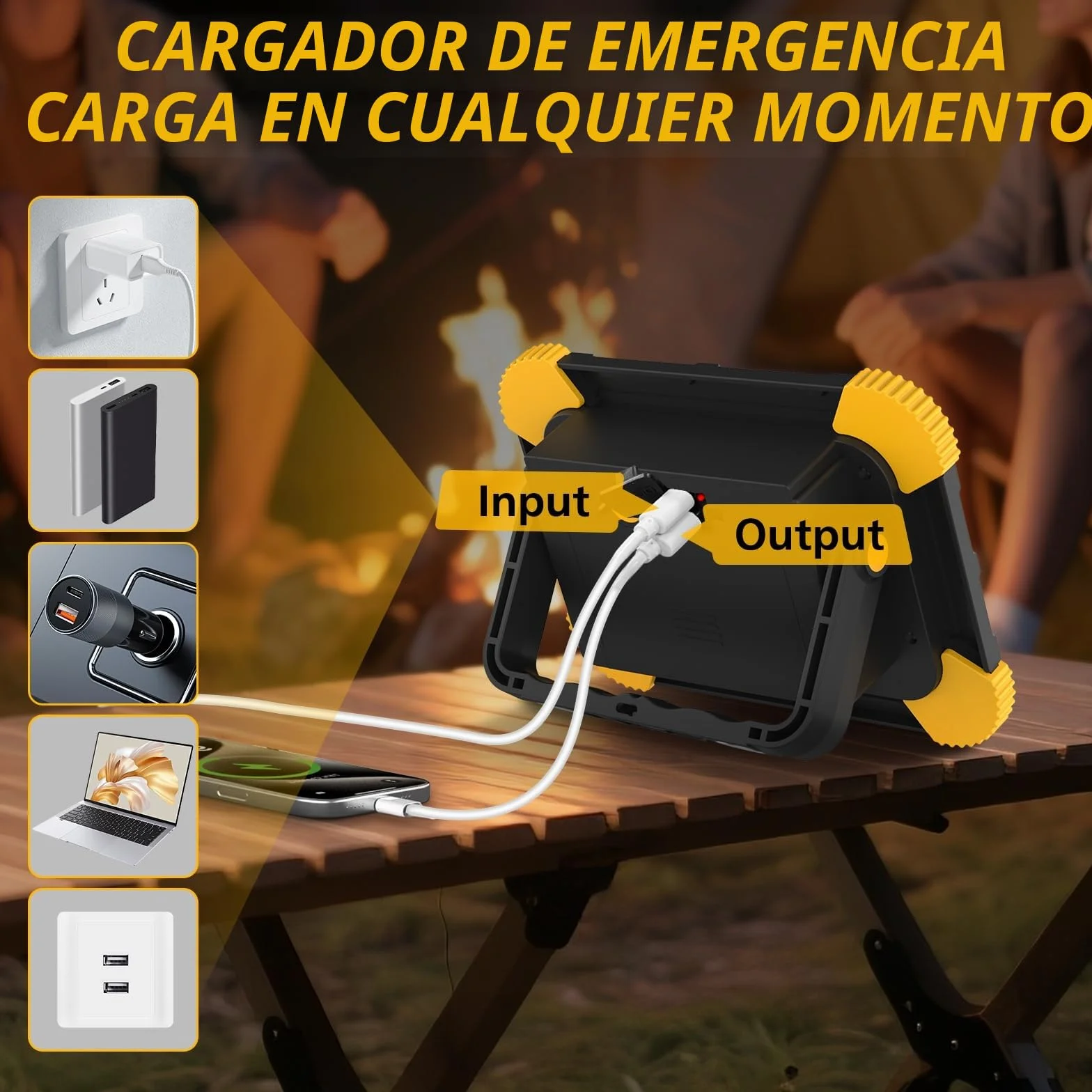 NATPOW Foco LED Recargable, Luz LED Trabajo Portátil con Baterías, 5 Modos Foco con Cable USB, Lámpara de Camping Magnético para Obras, Garaje, Taller Emergencia, 2 unidades