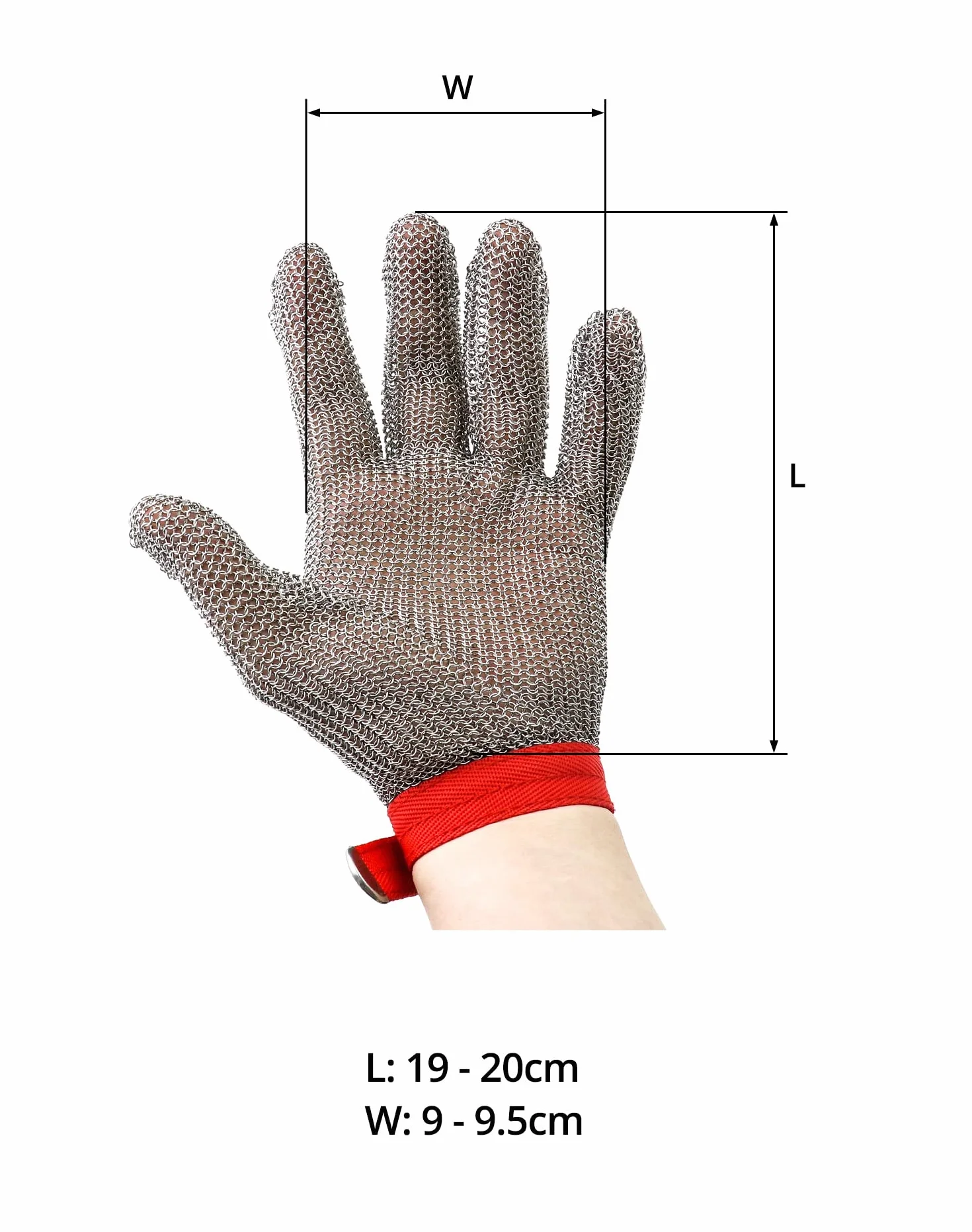 QWORK Guante Resistente a Cortes Acero Inoxidable 316L Seguridad Cocina Jardín Carpintería M 1 pieza