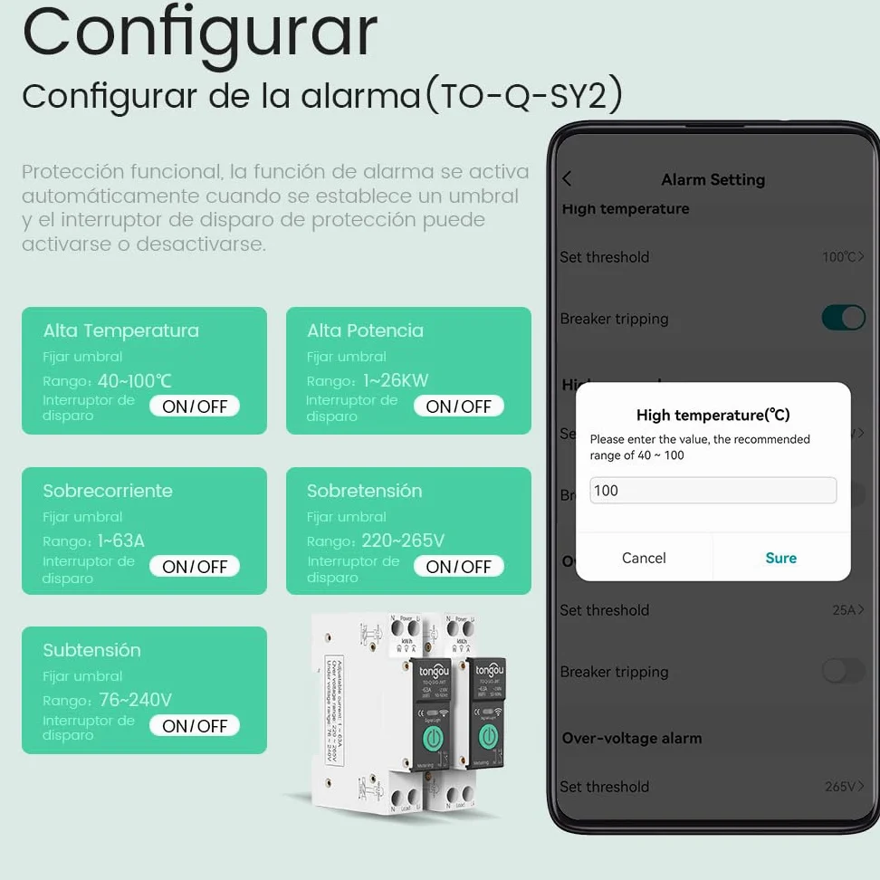 TONGOU SY2 JWT | WLAN Relé Inteligente Interruptor | Medición Potencia | Automatización Hogar | TUYA APP​ NO Hub Requerido | Control Inalámbrico Iluminación +Electrodomésticos