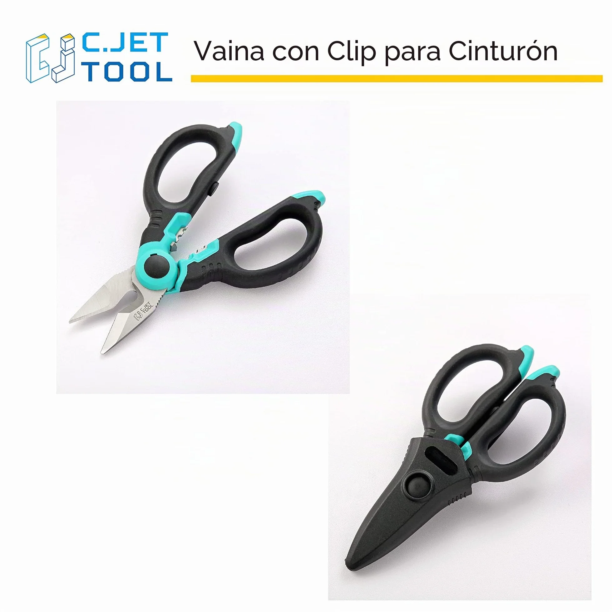 C.JET TOOL Tijeras Electricista Profesional de 160 mm, Acero Inoxidable para Cable Suave de Cobre de Aluminio (Turquesa)