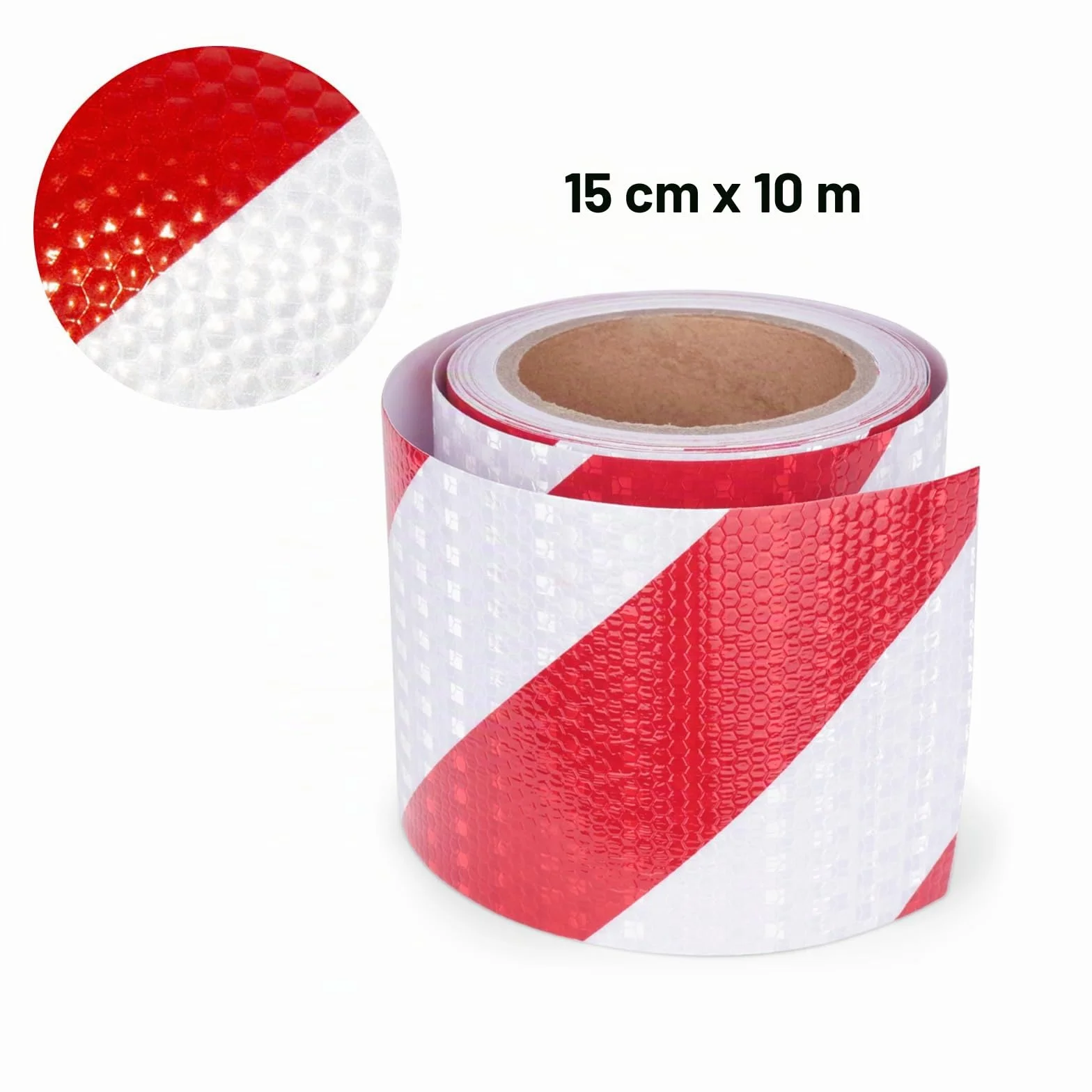 Cinta Reflectante Adhesiva Roja Blanca 15CM*10M, Tira Reflectante Adhesiva Res Istente Al Aguapegatinas Reflectantes Cinta De Seguridad Autoadhesiva para Coche Camión Bicicleta Remolque Camper