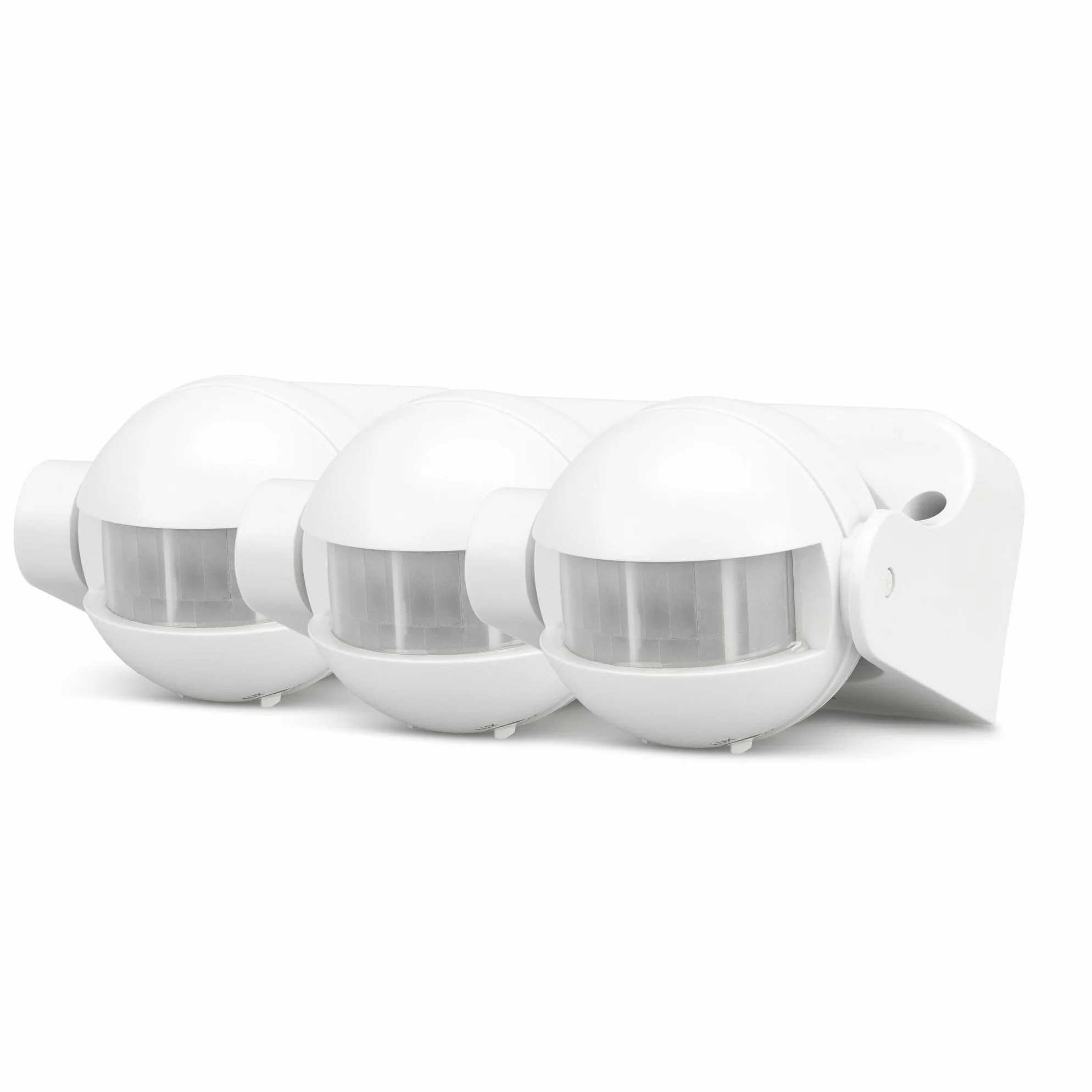 Pack de 3 Detector de Movimiento infrarrojo Garza de Exterior para Pared, con ángulo de detección 180º Tiempo de Encendido Regulable a 10sec -7 min, Blanco