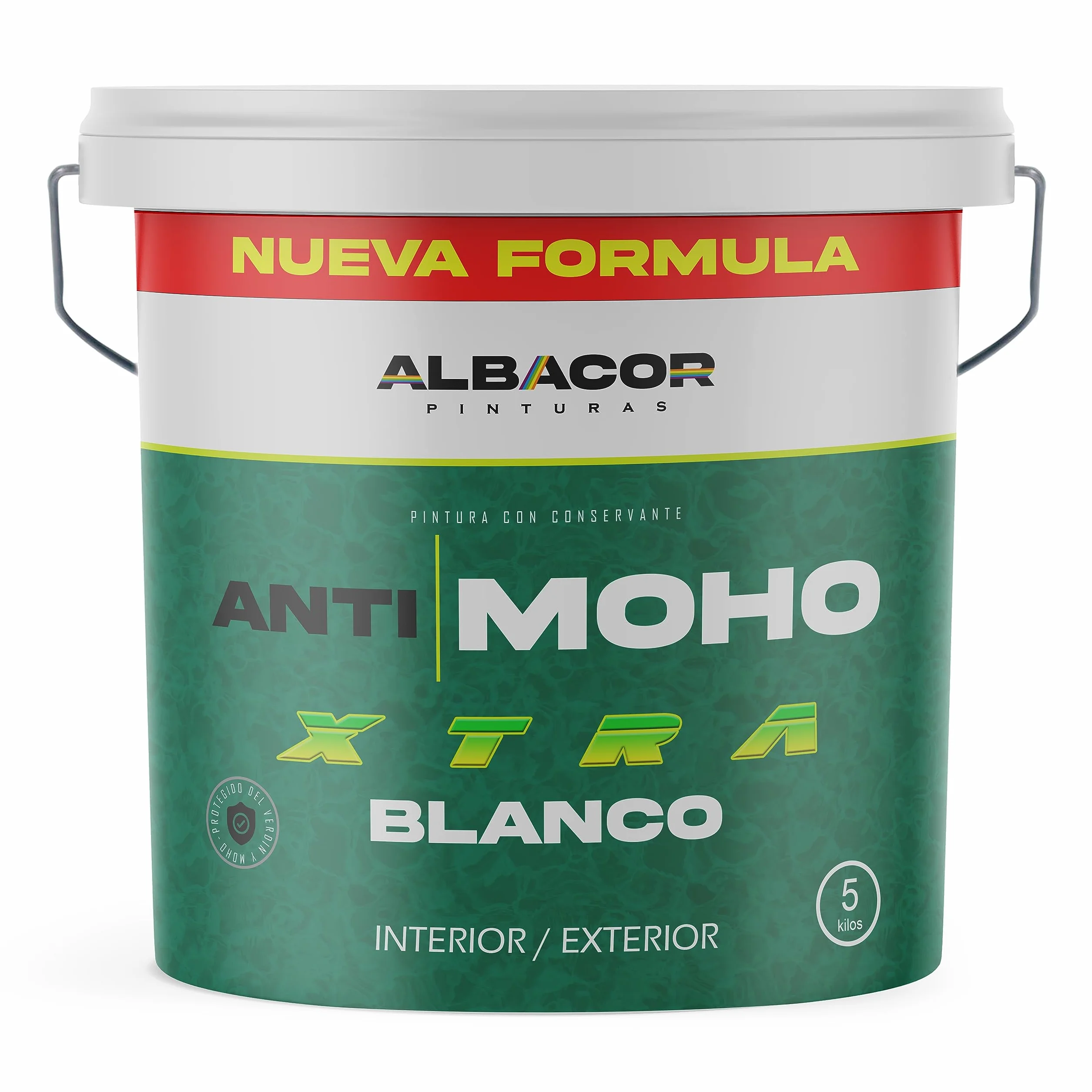 ALBACOR XTRA Pintura Antihumedad Interior - Exterior -5KG-, (Blanco Mate), Pintura Antimoho Para Techos, Baños, Cocinas, Poco Salpicado, Evita la Aparición de Moho