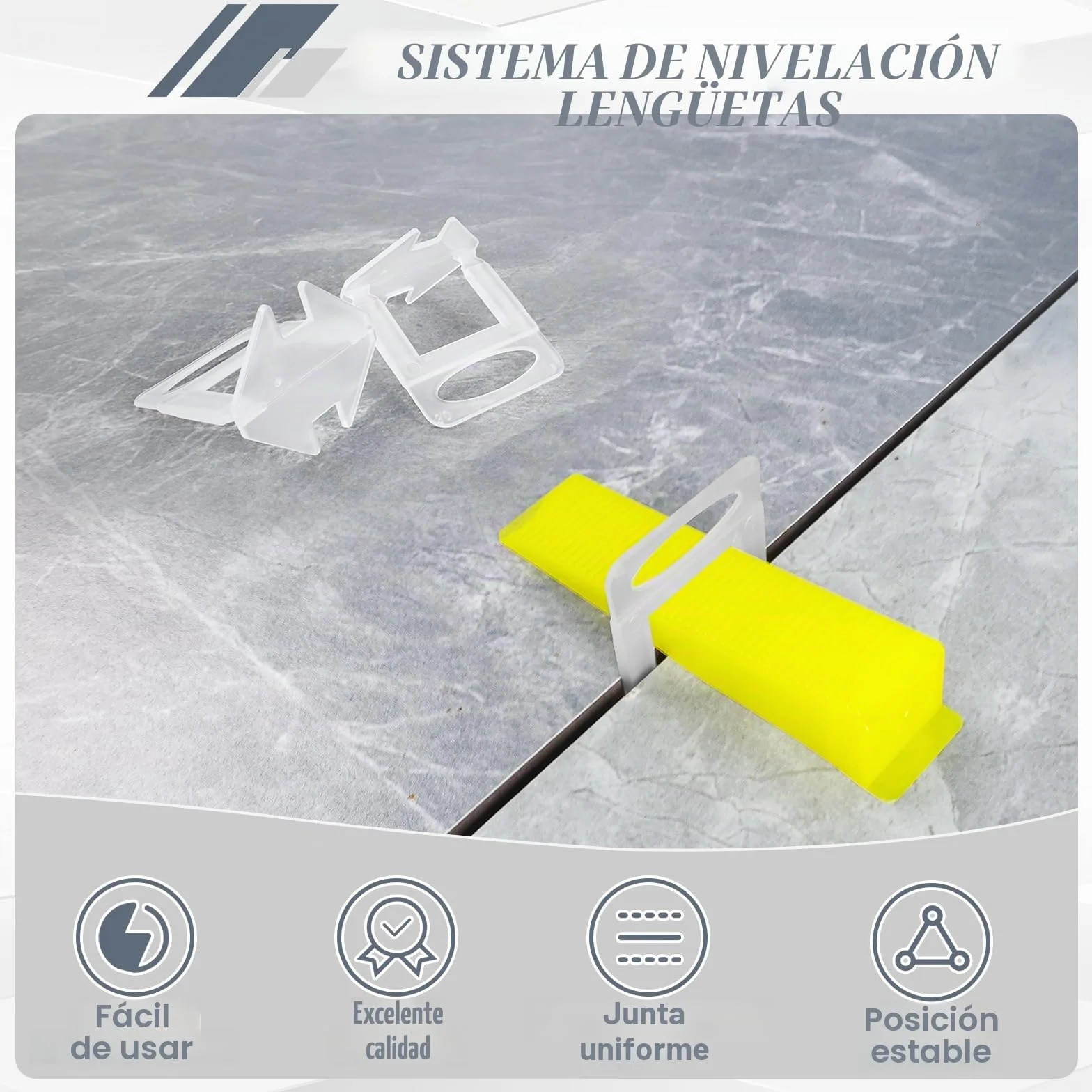 Sistema de nivelación de azulejos 1.5mm, 500 clips espaciadores de azulejos, Espaciadores de nivelación de azulejos de bricolaje para instalación de baldosas de cerámica