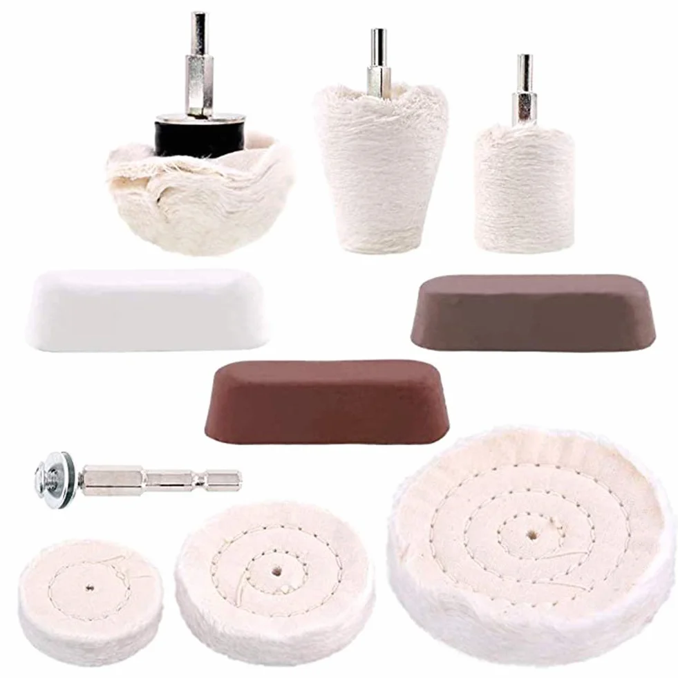 Discos de pulido para taladro con pasta para pulir, 10 unidades, accesorios de pulido para atornillador inalámbrico, rueda de pulido, cono de pulido para aluminio, acero inoxidable, cromo