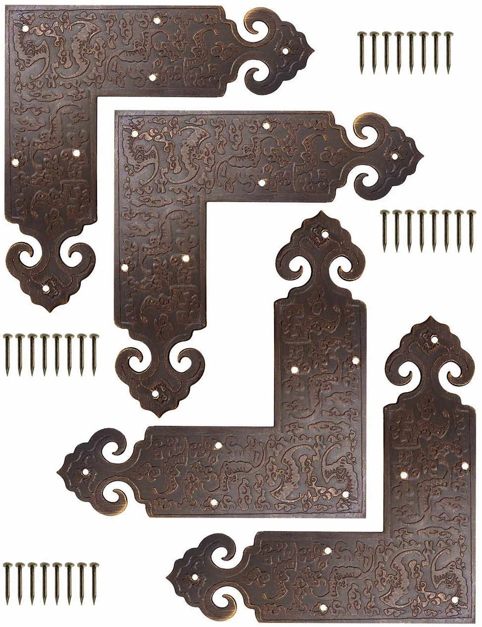 FUXXER Juego de 4 conectores angulares decorativos, en latón envejecido, 90 x 90 mm