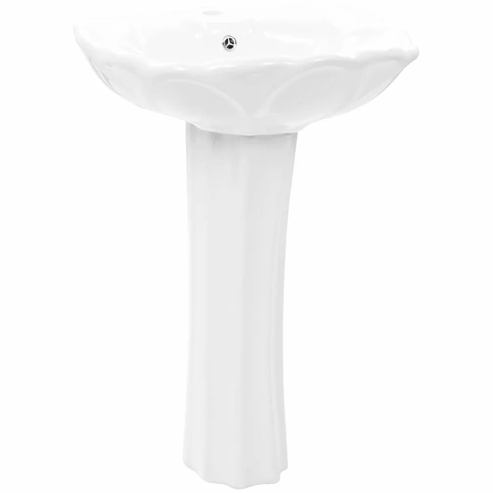 vidaXL Lavabo de Pie Cerámica Blanco 580x510x200 mm Muebles de Baño Grifería