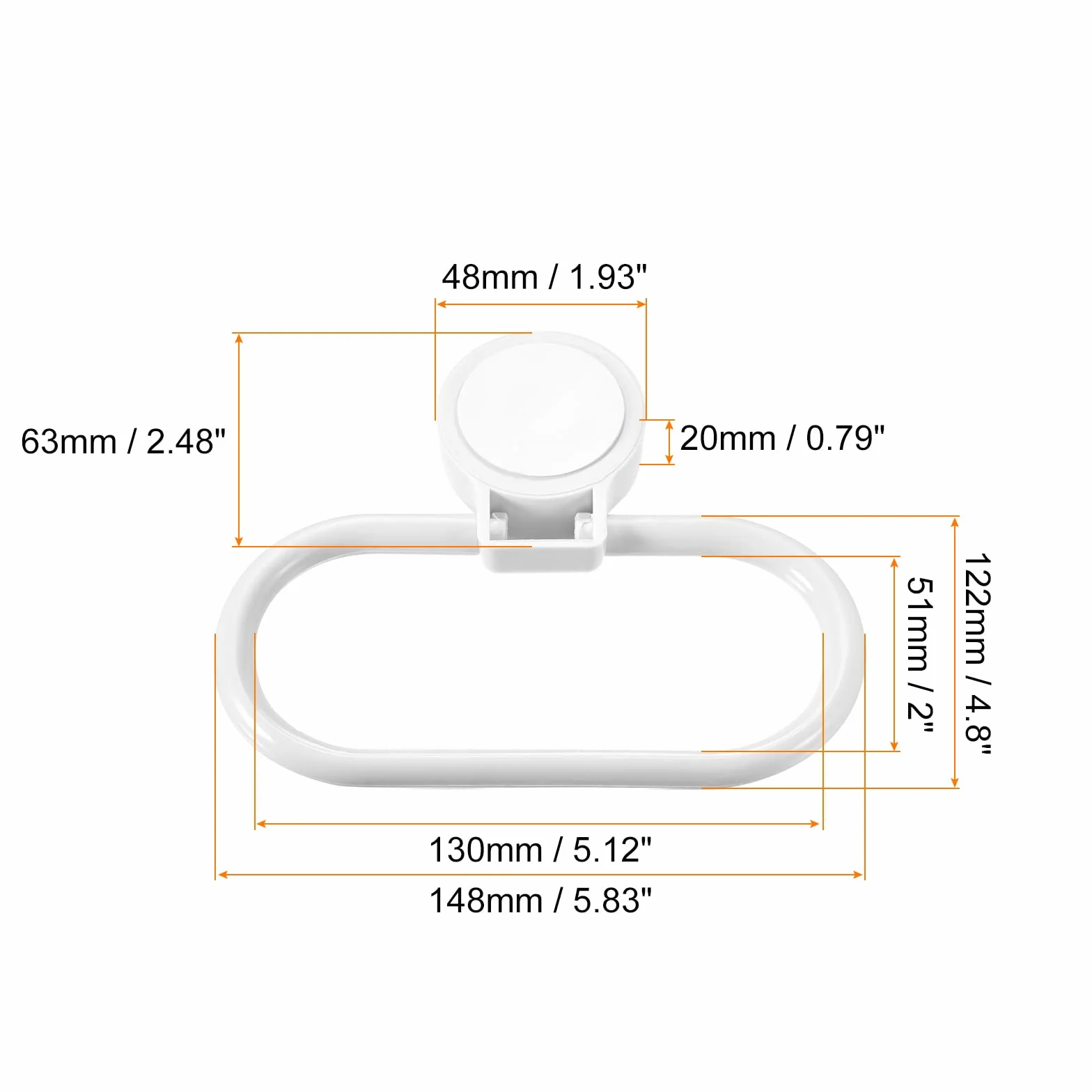 sourcing map Pared Montado Ovalado Toallero Anillo ABS Colgante Soporte Autoadhesivo para Baño Cocina Accesorios, Blanco