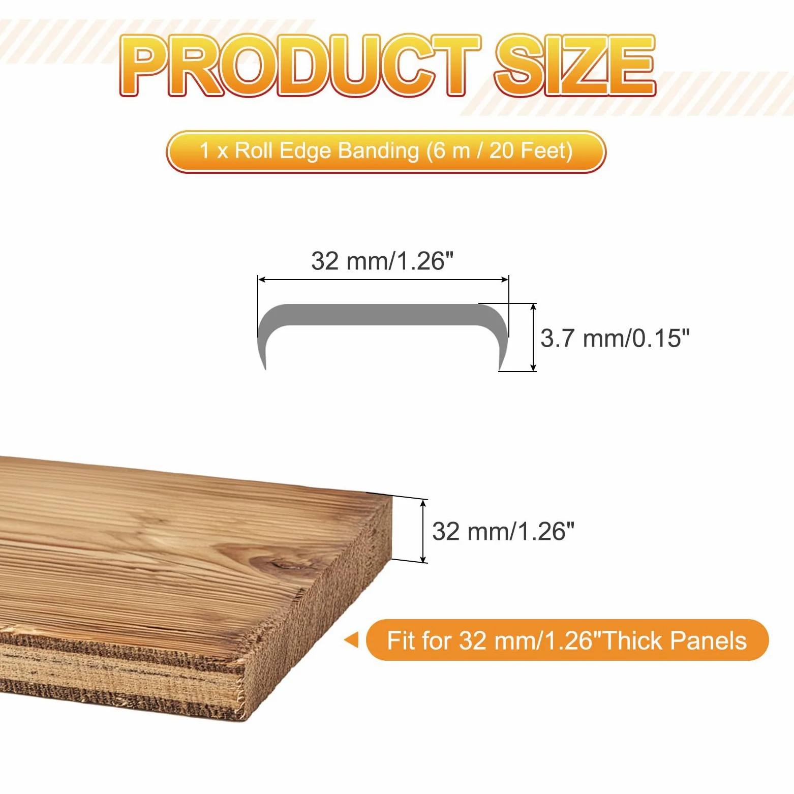 QUARKZMAN Banda De Borde En Forma De U Autoadhesiva De TPE Flexible para Muebles 6m x 32mm Protector De Borde para Estantes Gabinetes Mesas Reparación (Gris)
