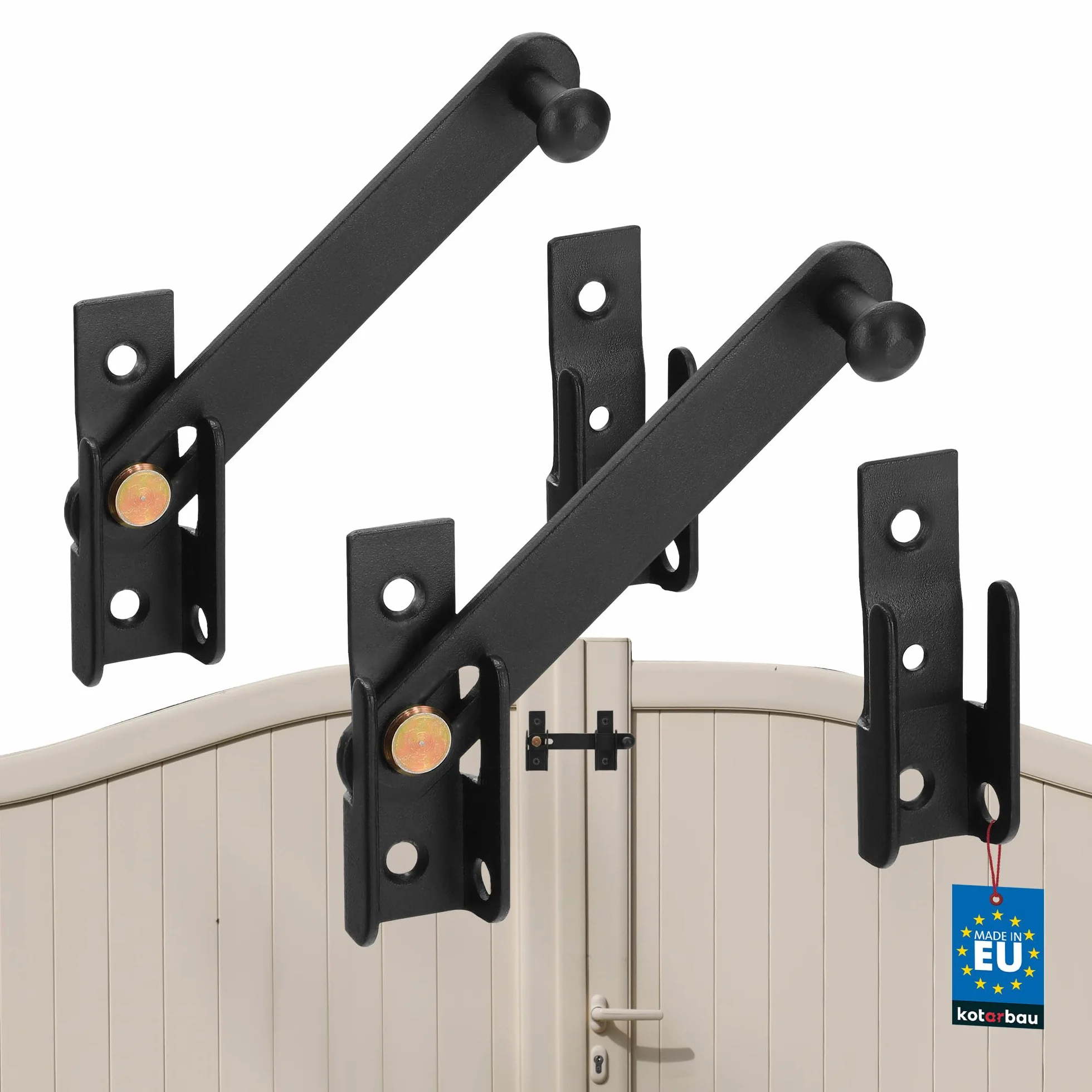 KOTARBAU® 2 x Cierres para Puertas y contraventanas 120 mm, Cierre para verjas, Cierre pestillo Negro, Retenedor para Puertas batientes, Cierre Puertas Madera, 2 uds