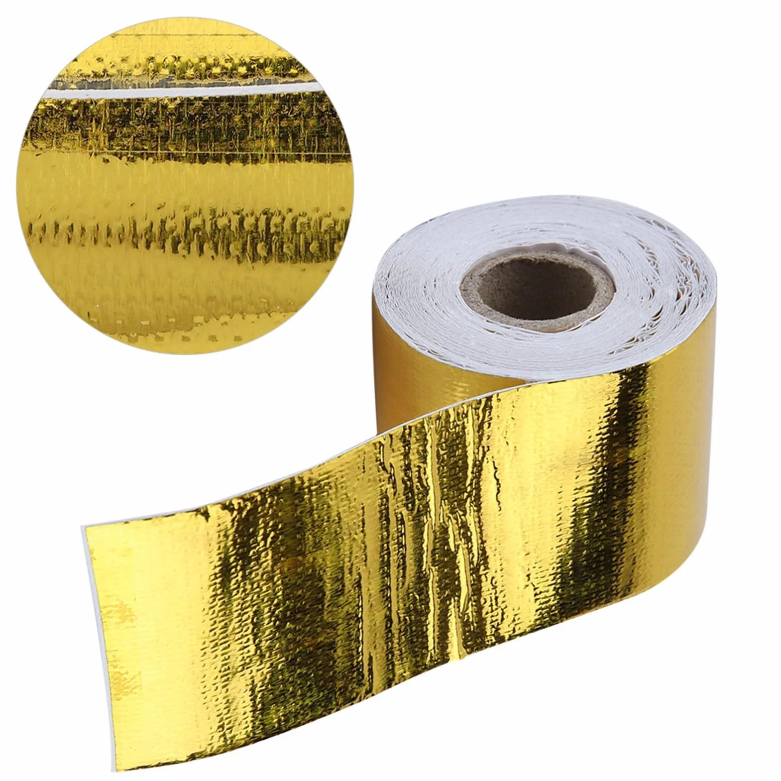 Aramox Cinta Adhesiva, cinta proteccion termica cinta aislamiento termico coche 1 Rollo de oro del Coche de Aluminio Cinta Adhesiva Cinta Adhesiva Reflectante Escudo Protector Térmico(10M*5CM)