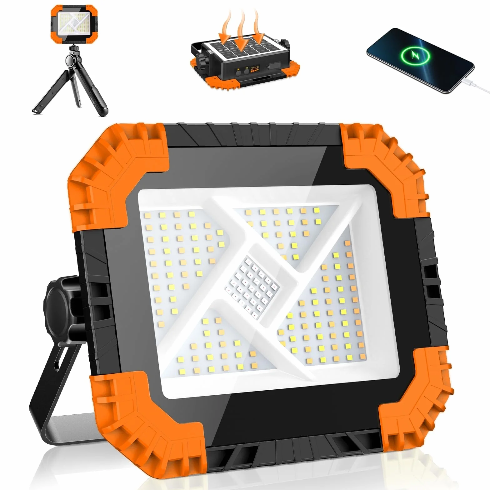 LINKE Foco LED Recargable Solar 2000 Lúmenes 20000mAh, 3 Temperaturas (2700K/4000K/6500K) + SOS, Carga Solar/USB-C, Power Bank IP66, 2 Imanes Potentes, 25h Duración para Taller/Camping/Emergencias