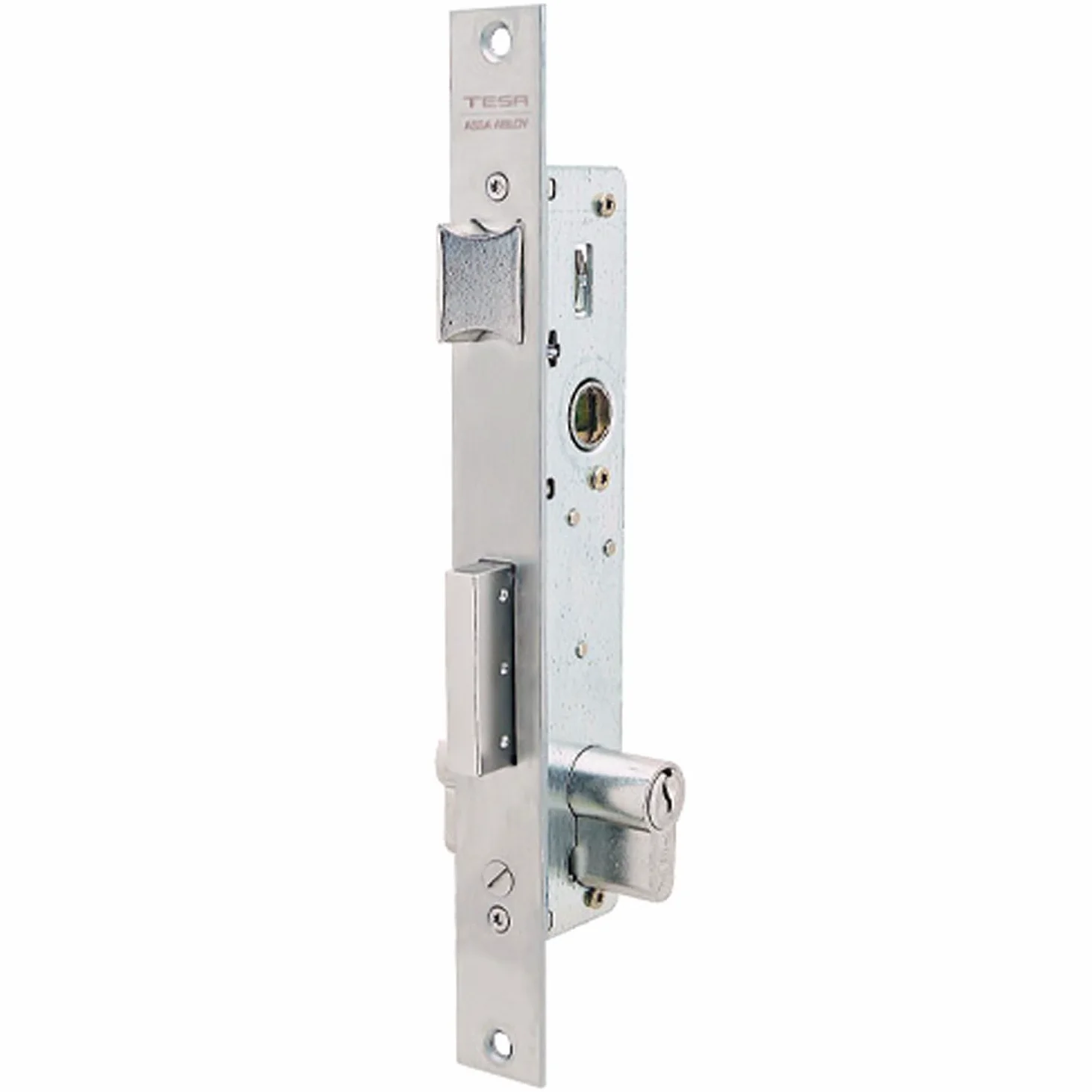 Tesa Assa Abloy 221028AI Cerradura Monopunto De Palanca Deslizante Para Perfiles Metálicos Inoxidable Entrada 20 mm 2210
